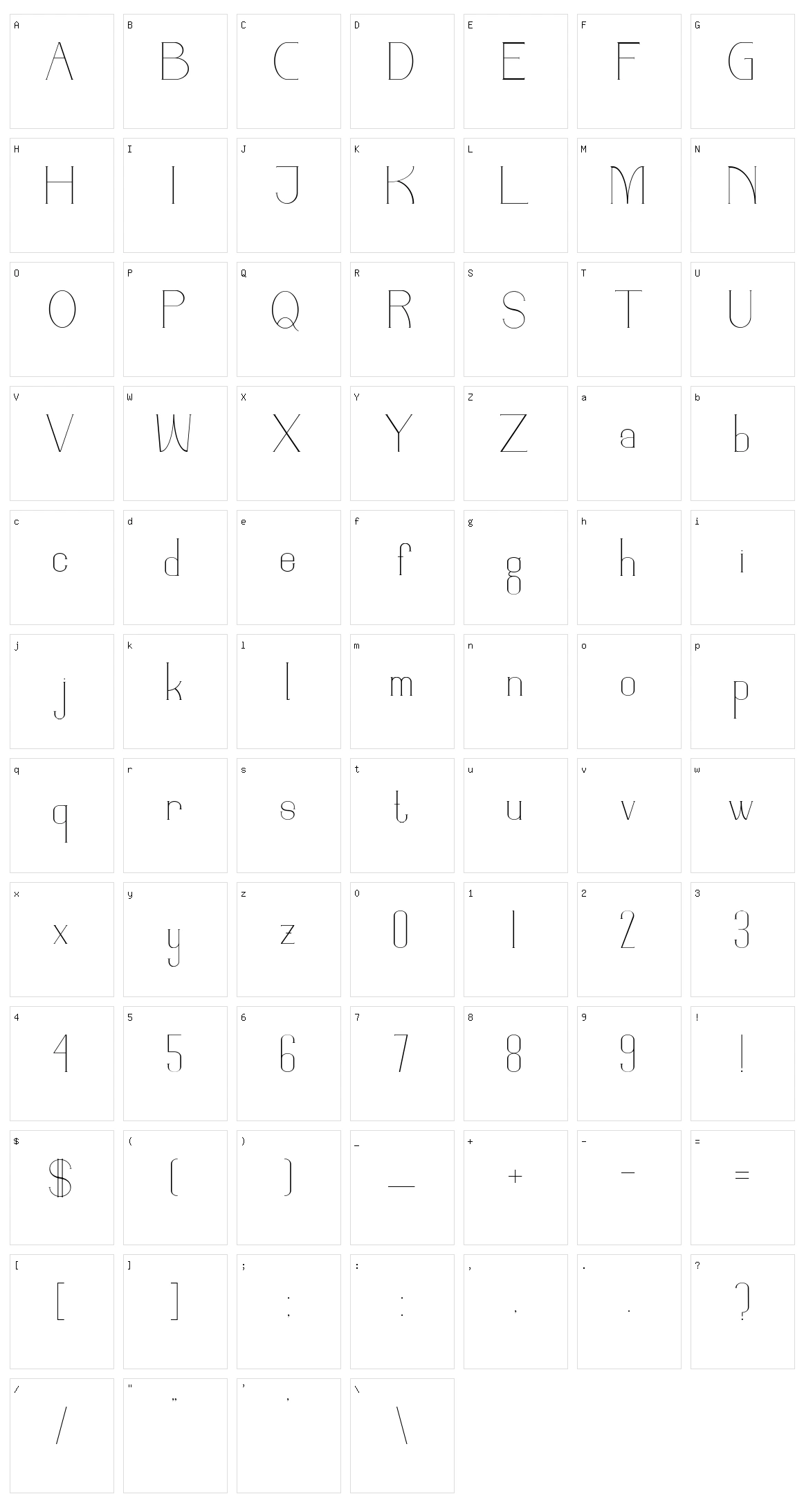 Parinock Character Set