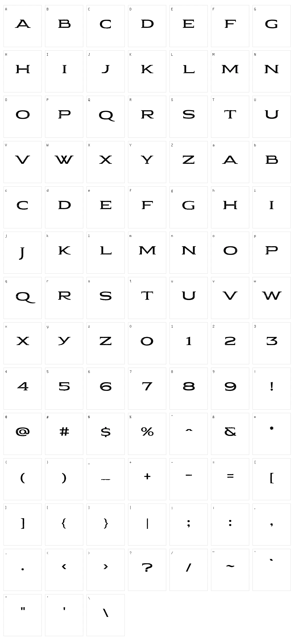 Pauraque Serif Character Set