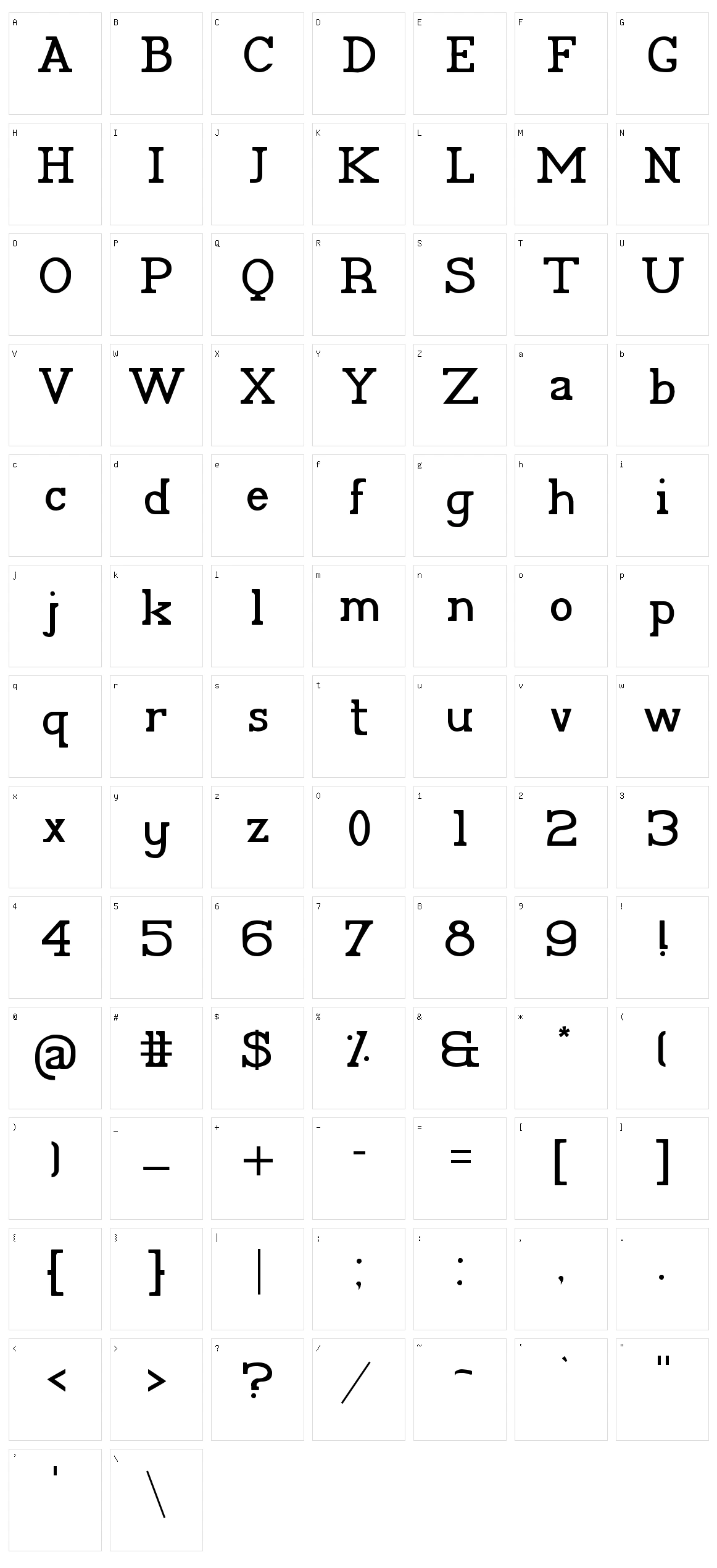 Pelida Character Set