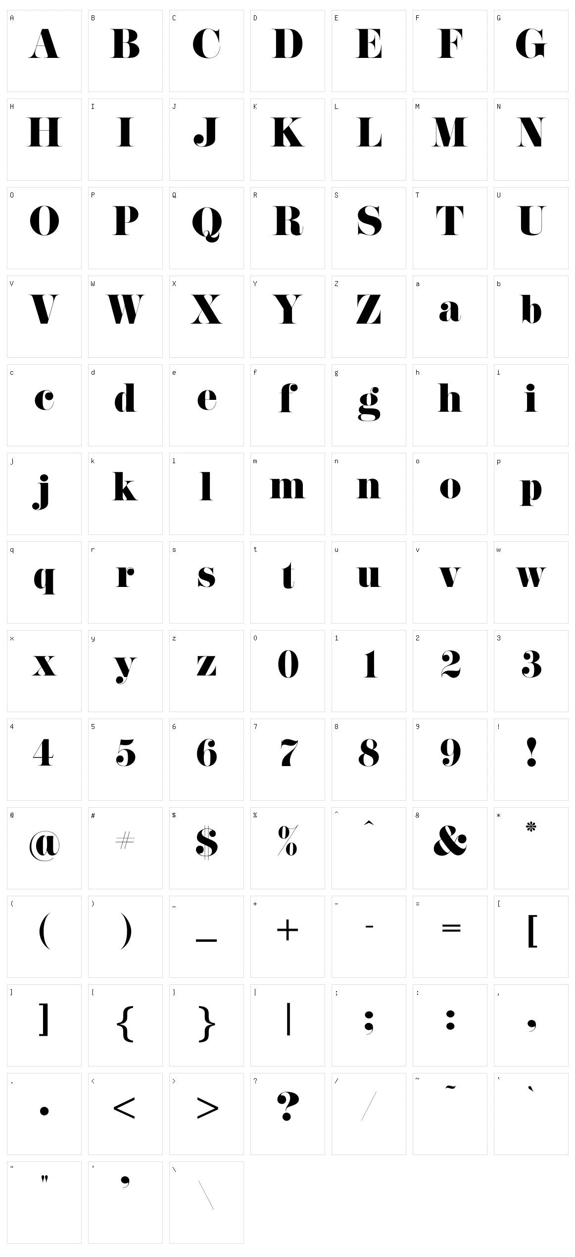 Pistilli Roman Character Set