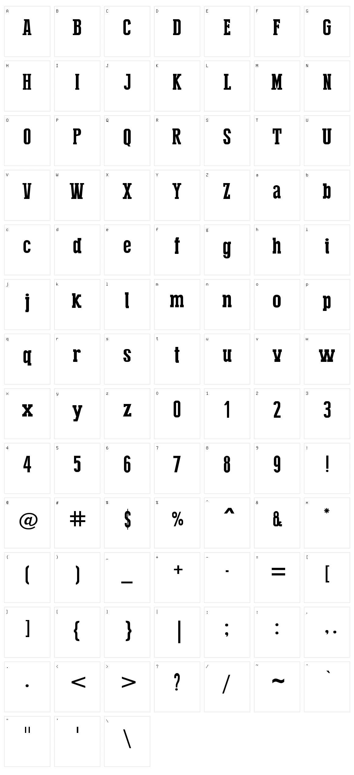 Press Serif Cool Character Set