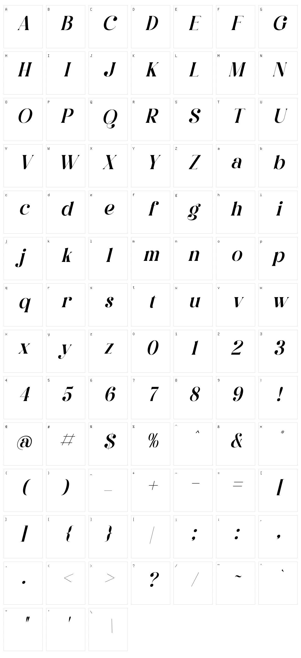 Qalisha Signature Serif Character Set