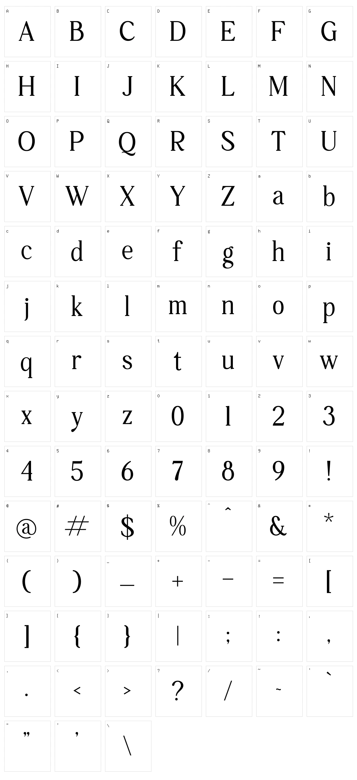 Qamilion Character Set