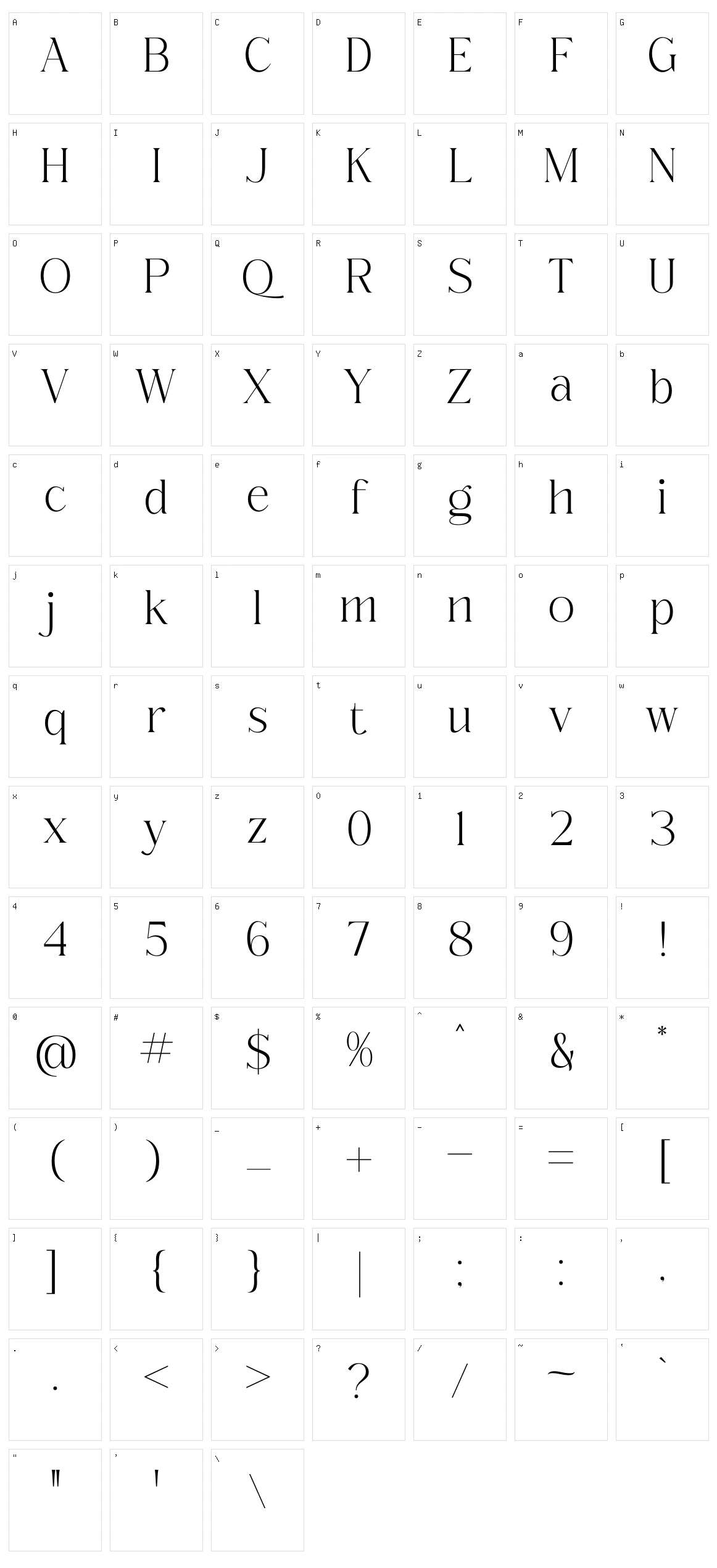 Qeraldin Character Set