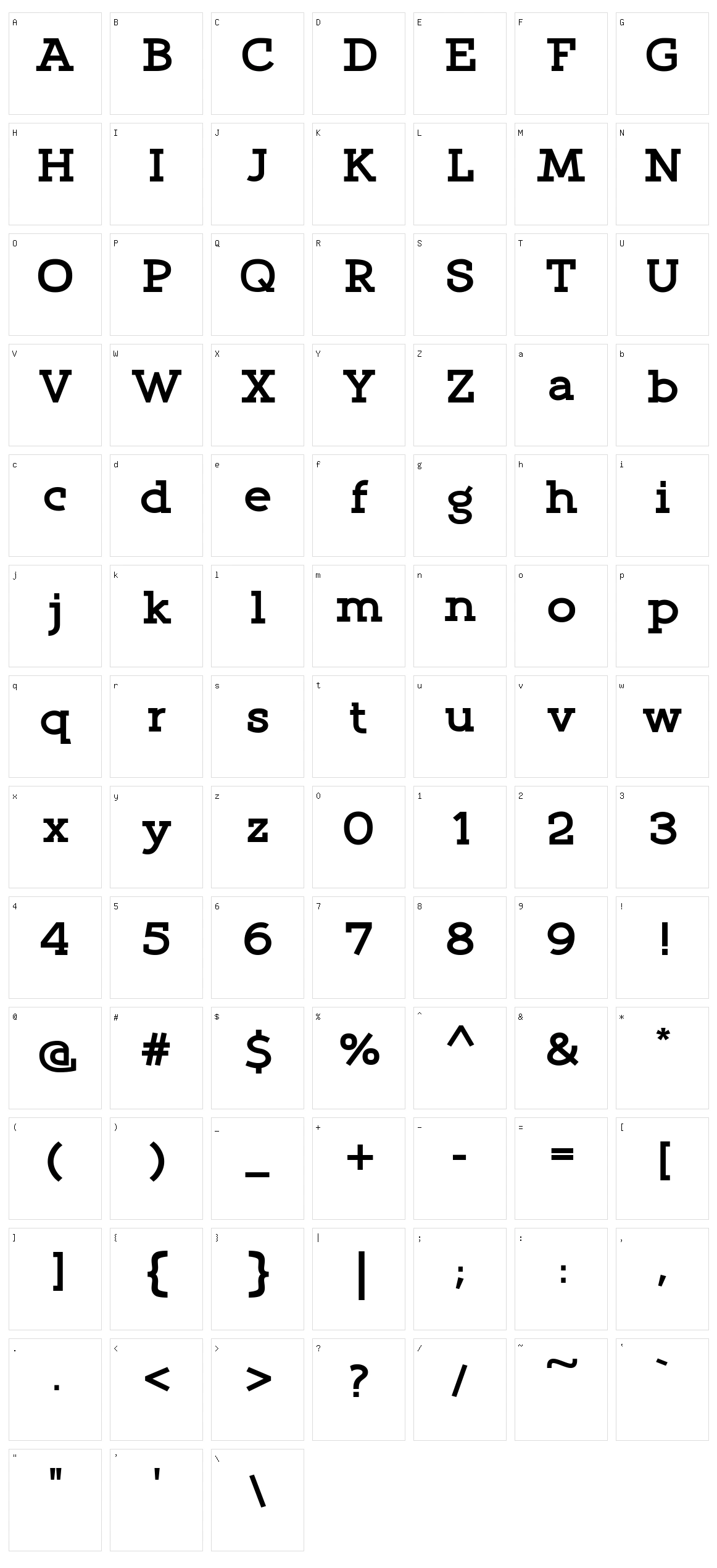 Qlarendon Character Set