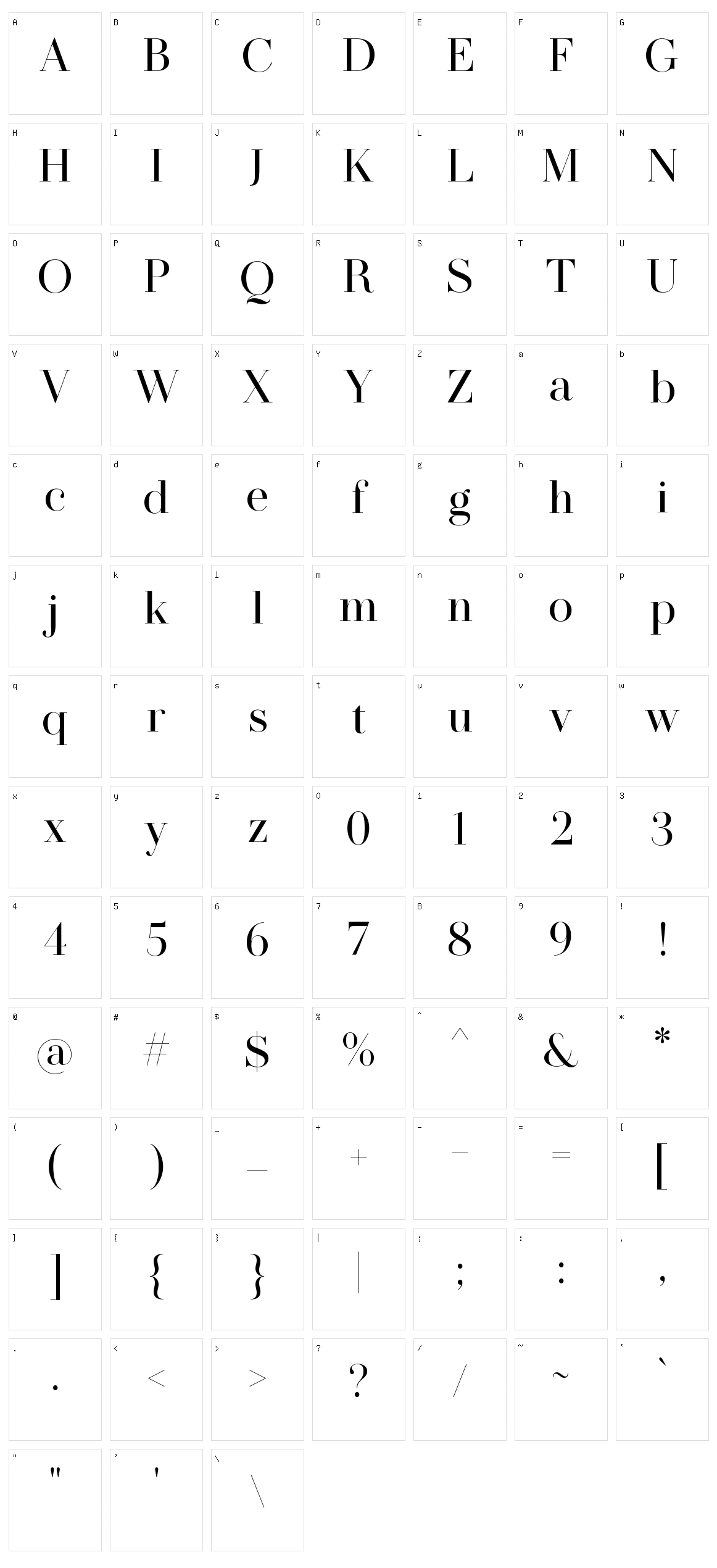 Qlassy Character Set