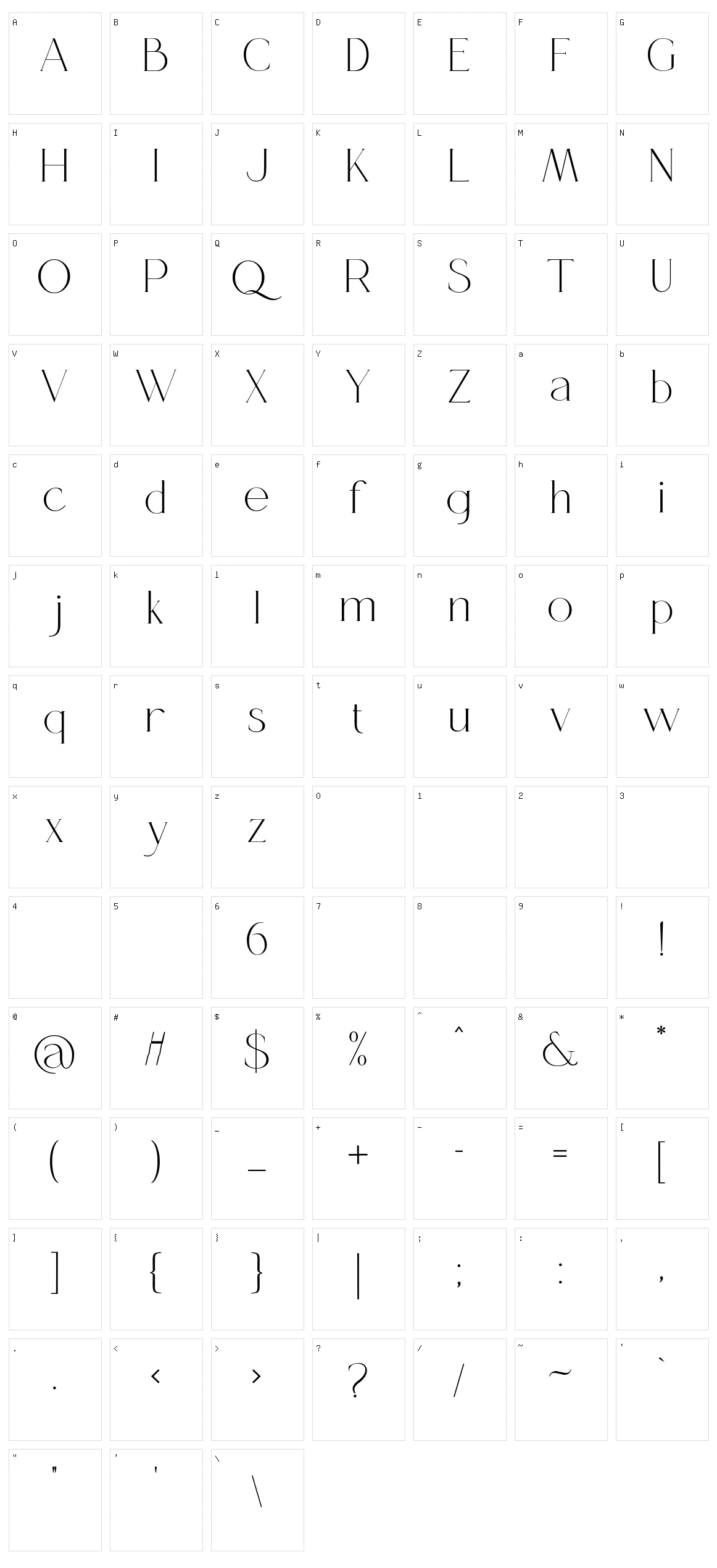 Queensila Character Set