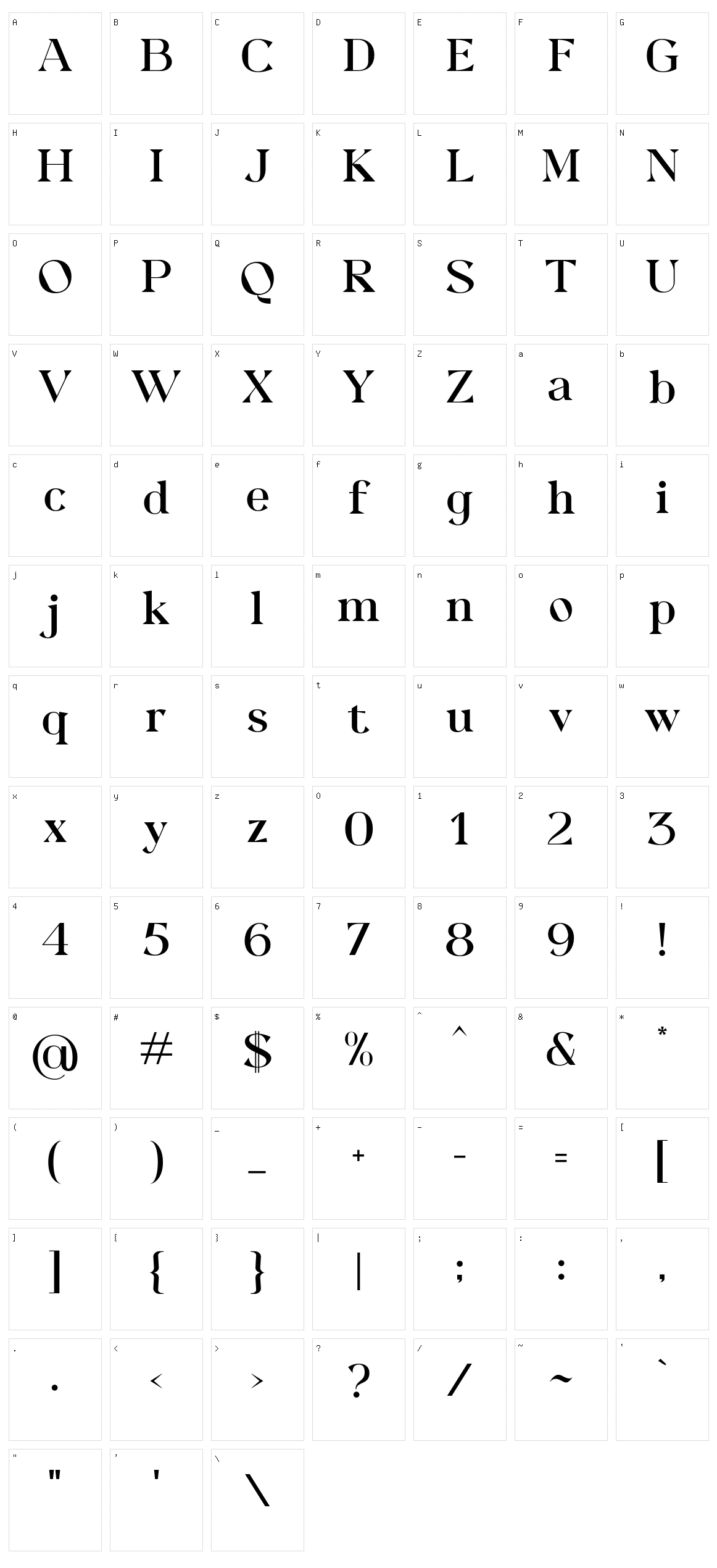 Quetry Serif Character Set