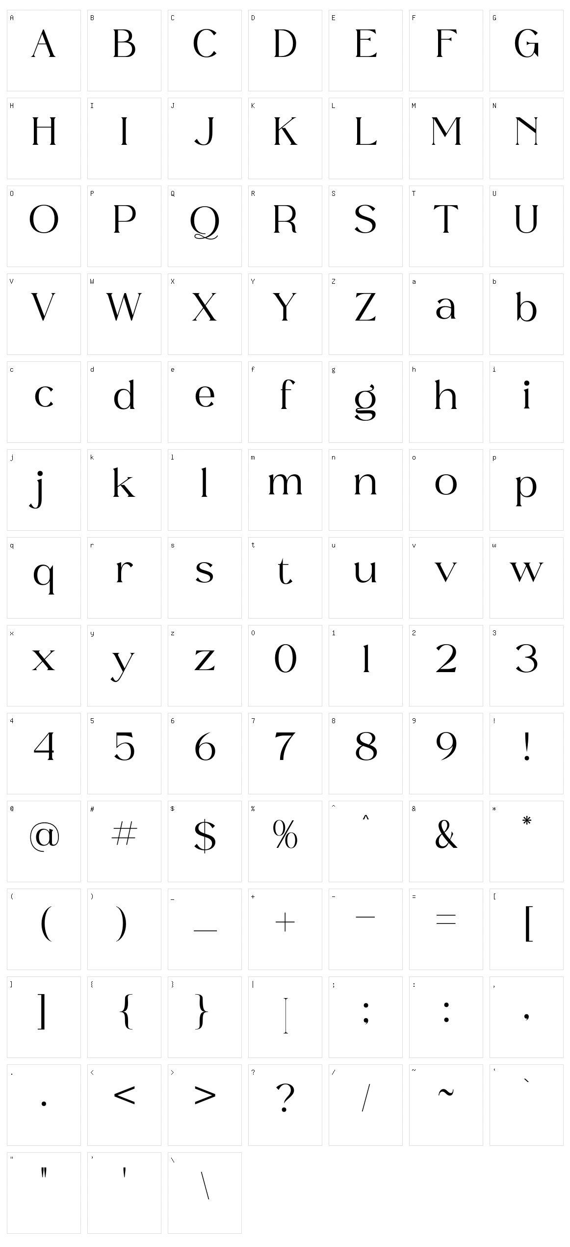 Quillen Character Set