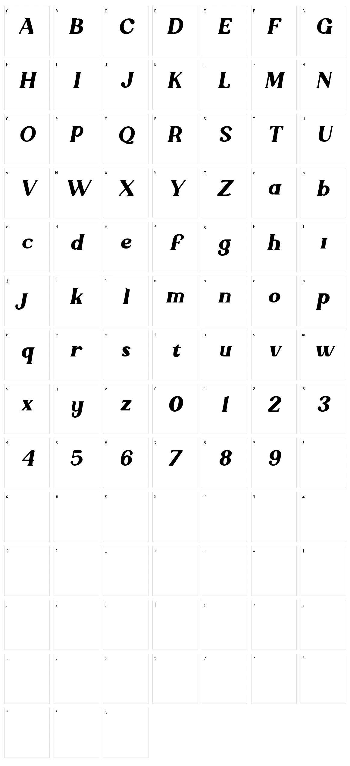 Quitery Character Set