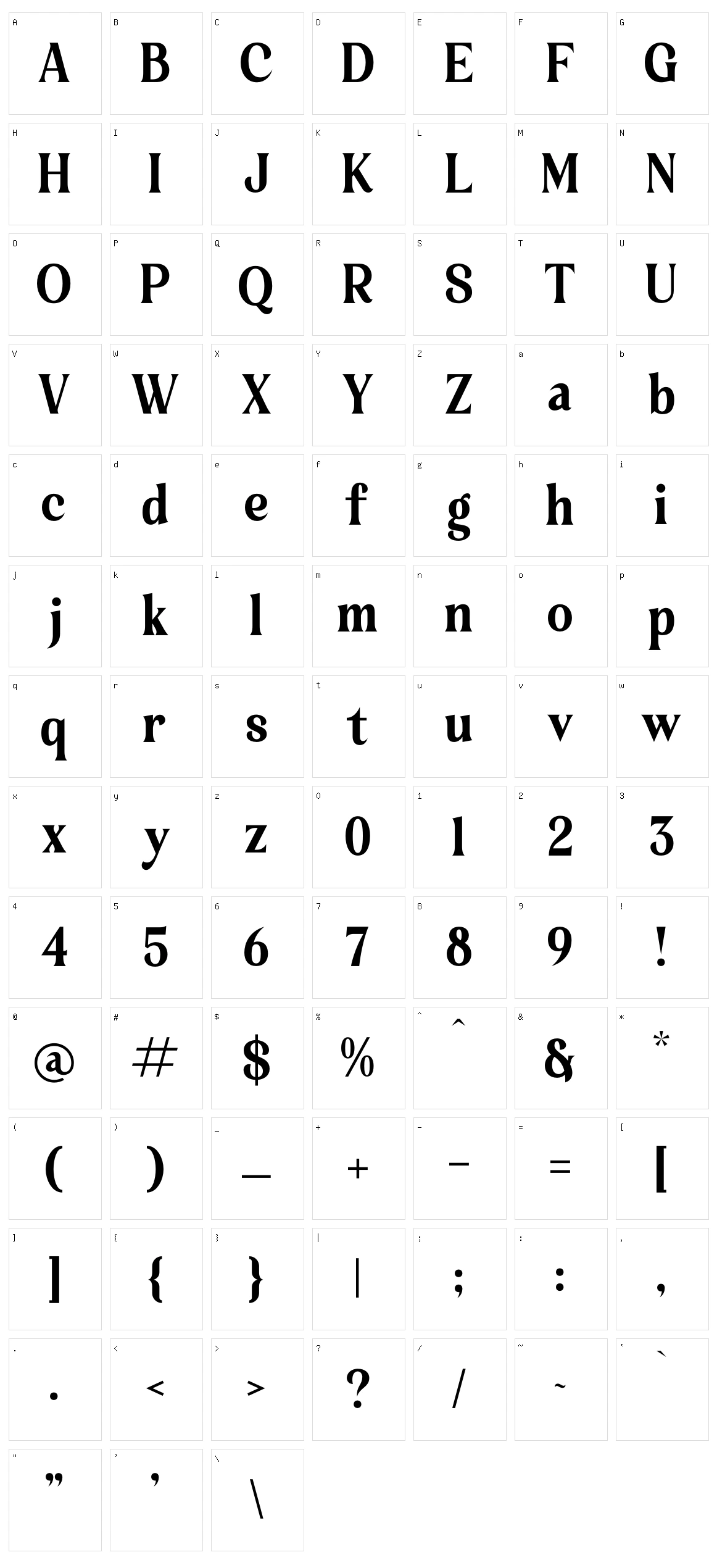 Qunaden Character Set