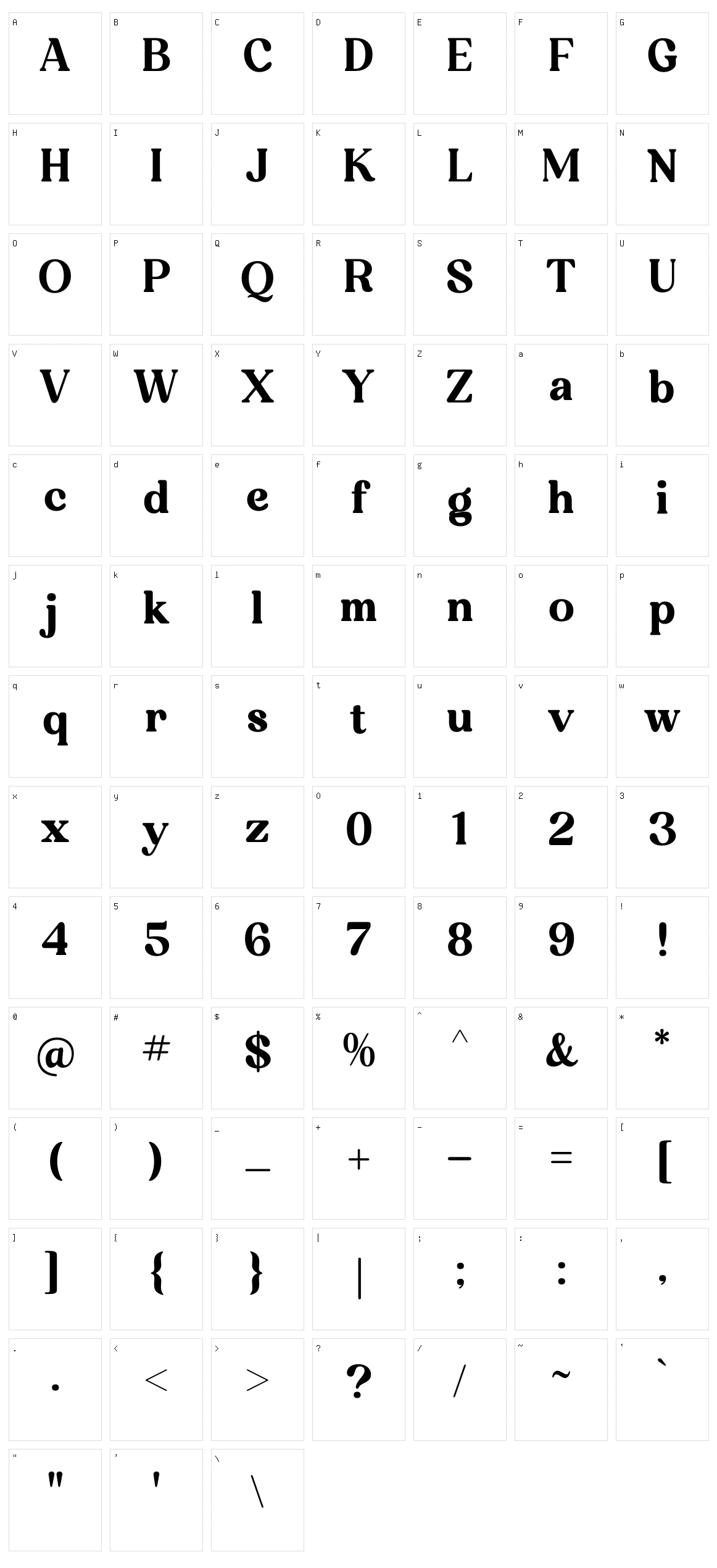 Qureah Character Set