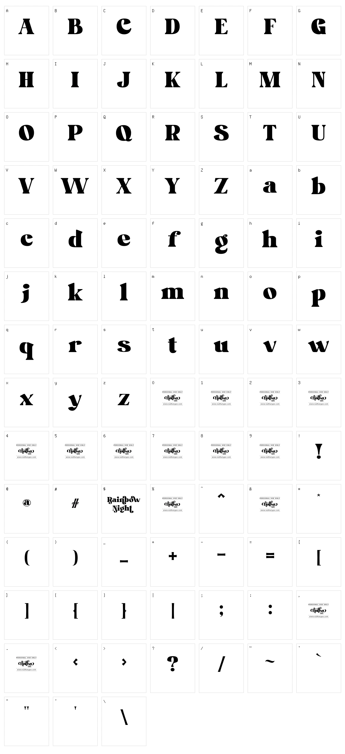 Rainbow Night Character Set