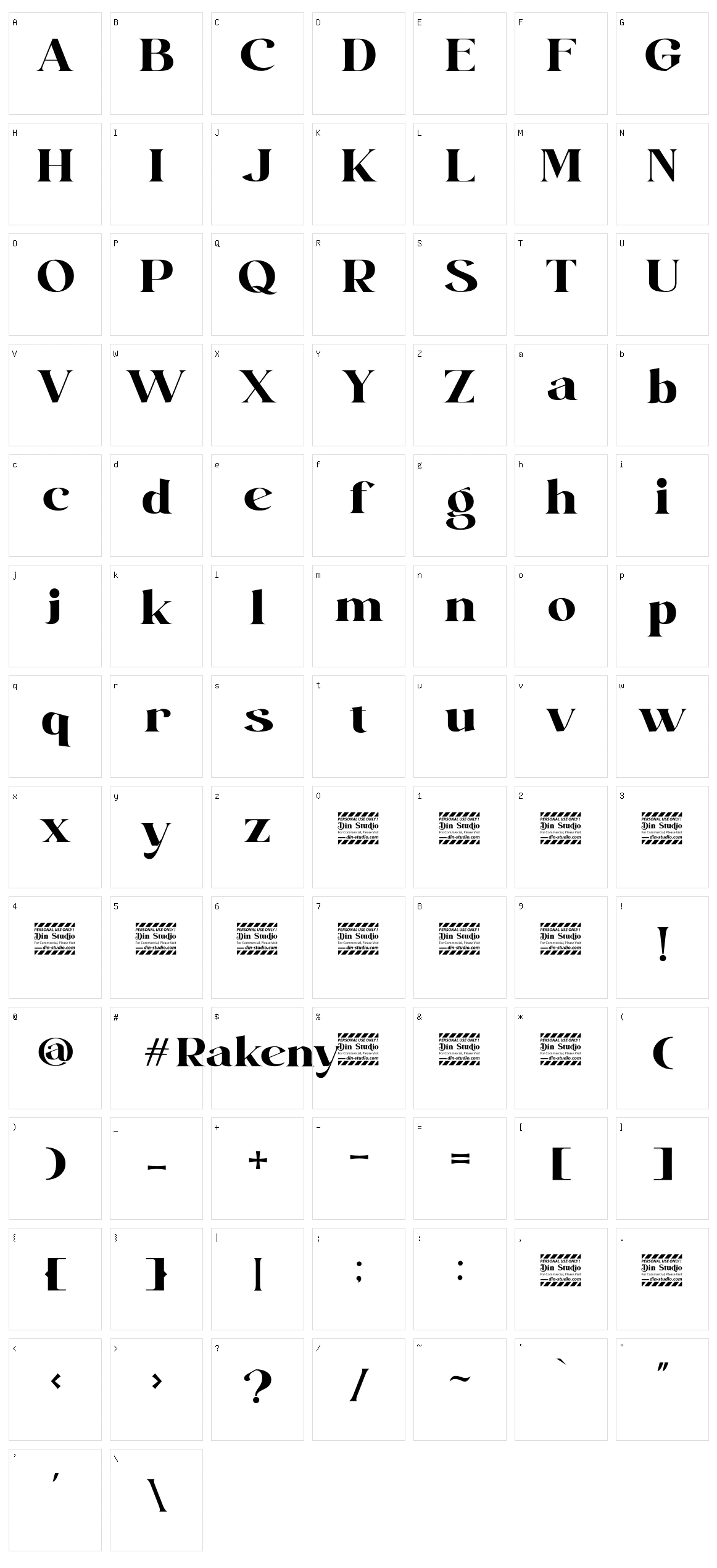 Rakeny Character Set