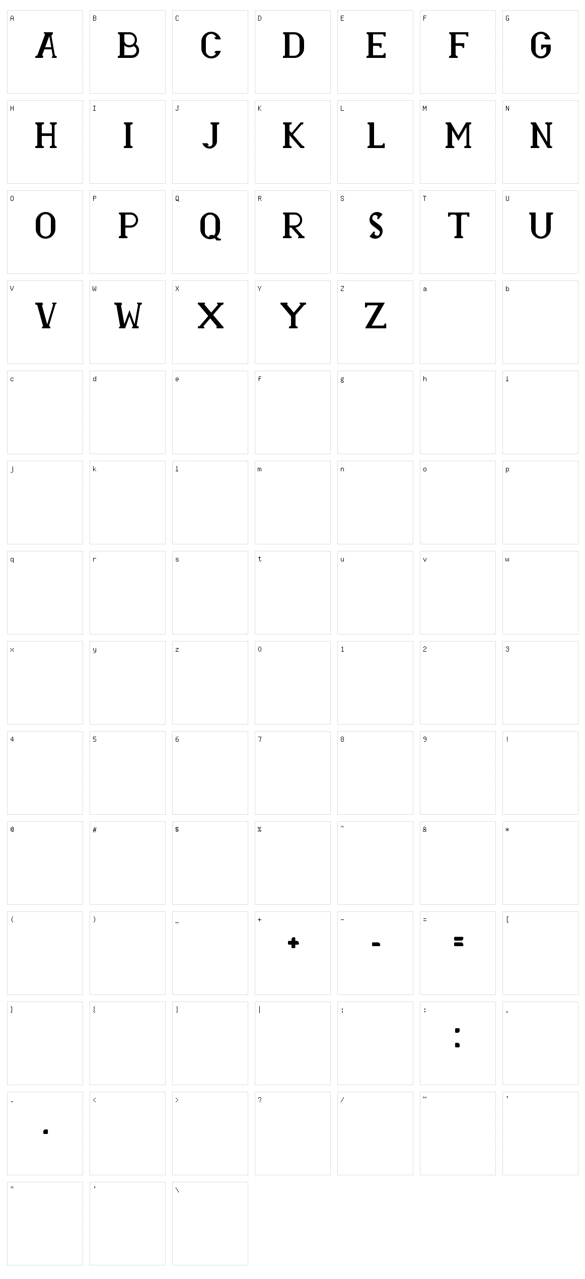 Rasmina HS 60 Character Set