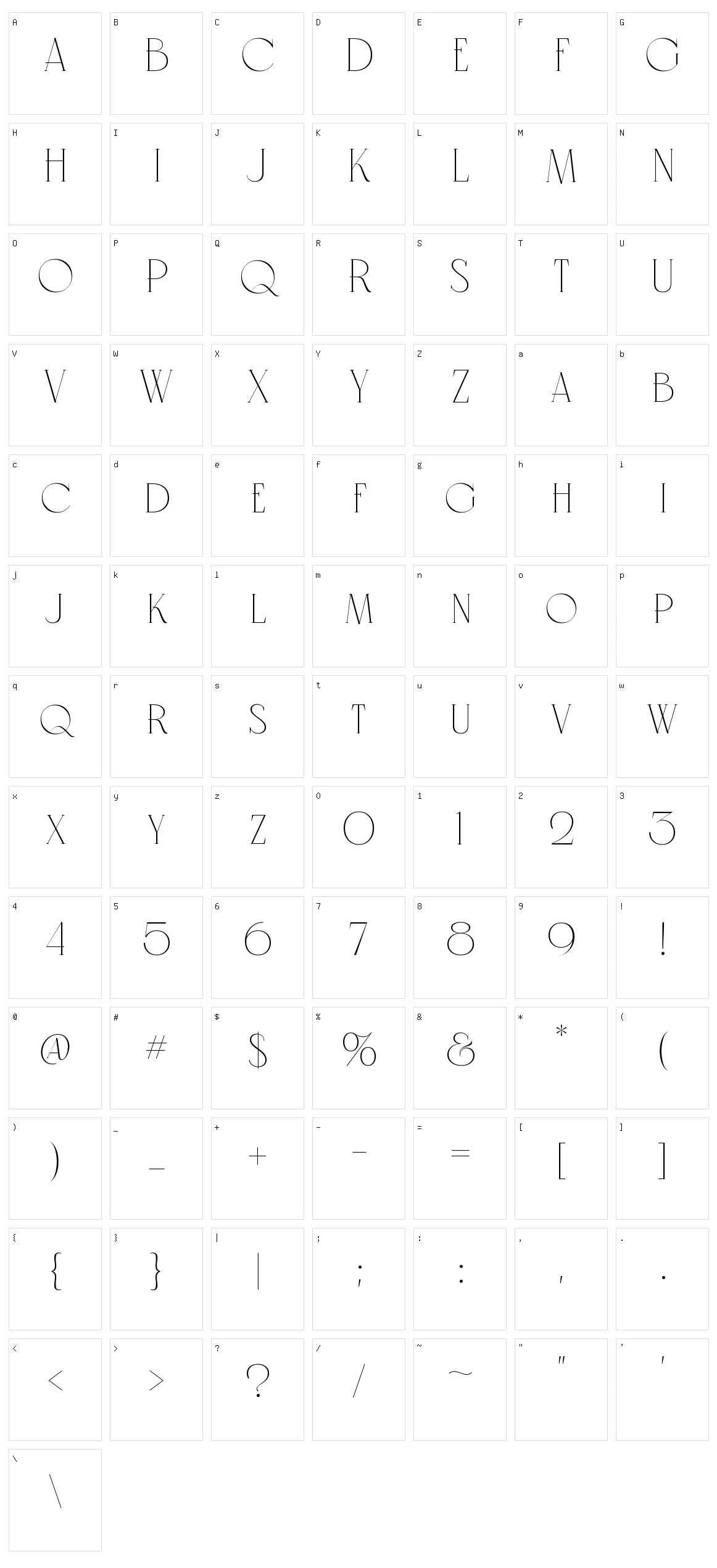 Regas Character Set
