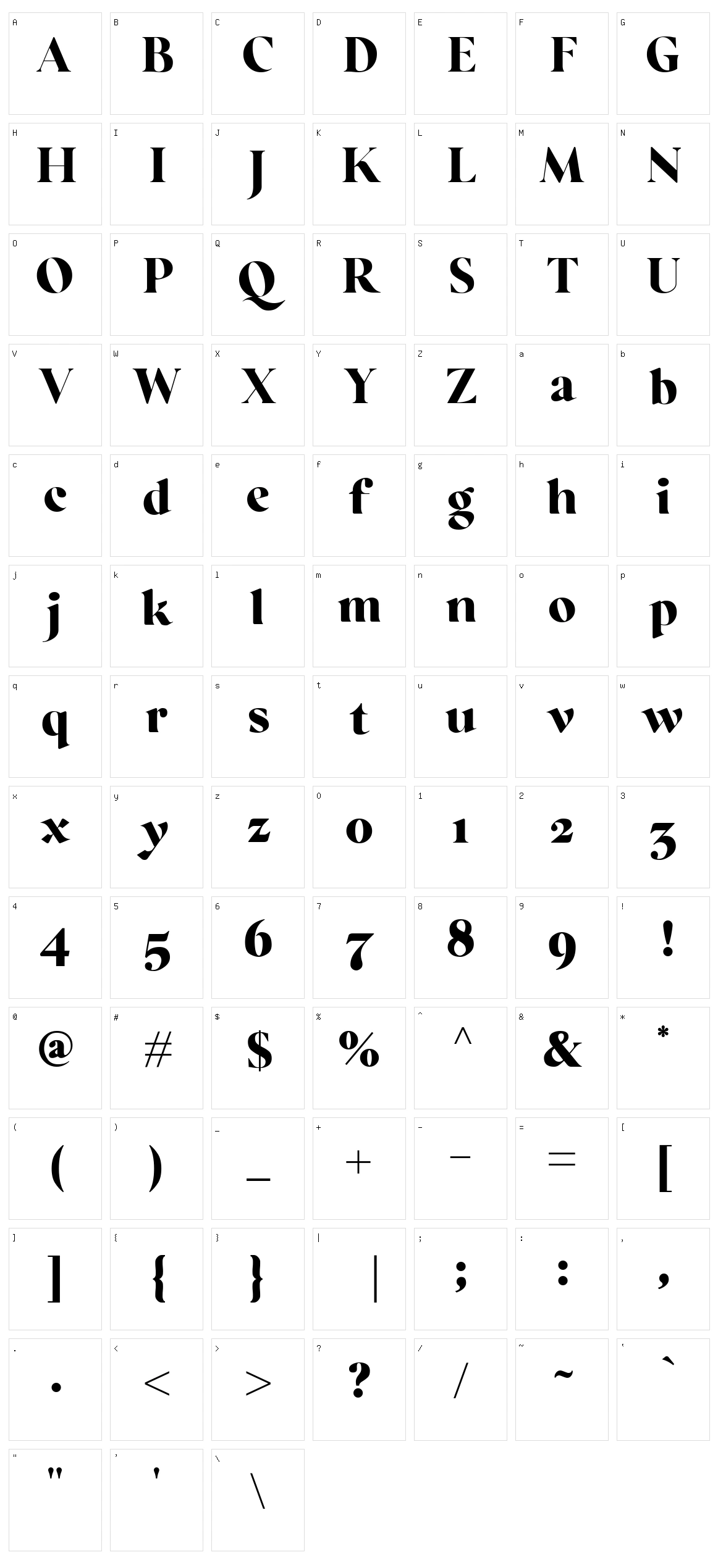 Regatto Character Set