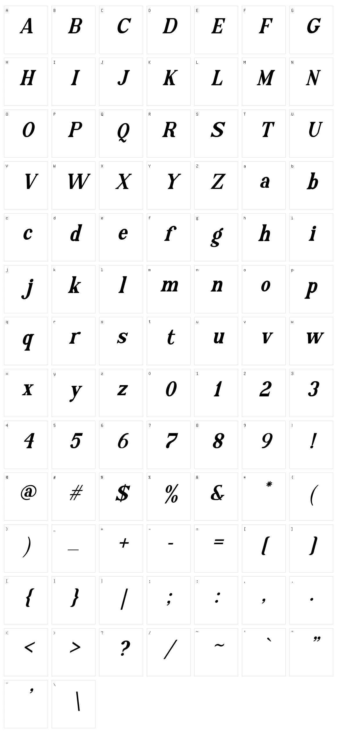 Regionaire Character Set