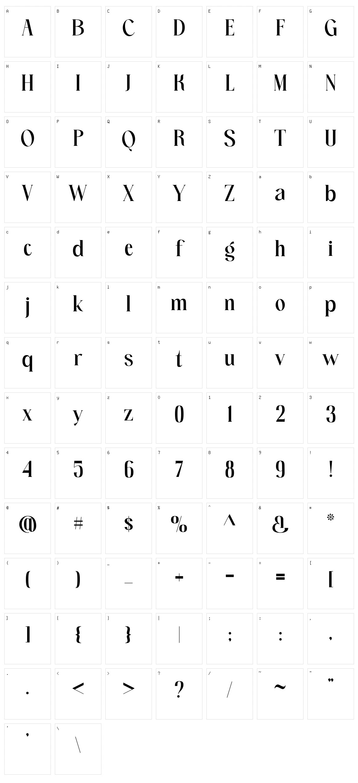 Relington Character Set
