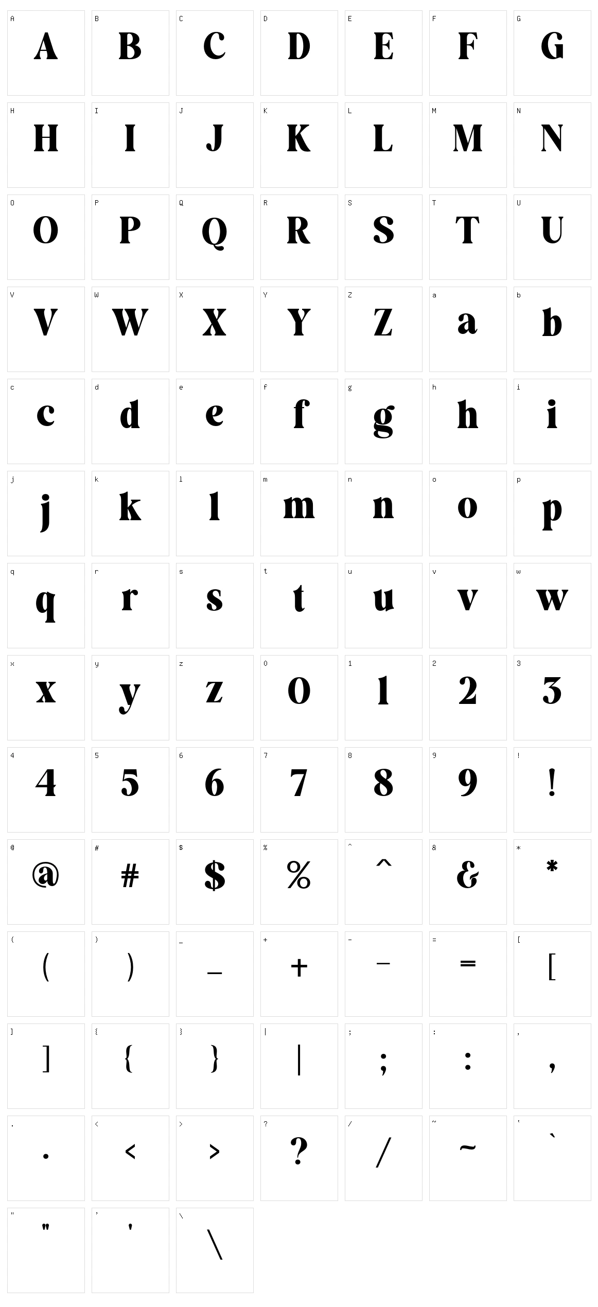 Remaid Typeface Character Set