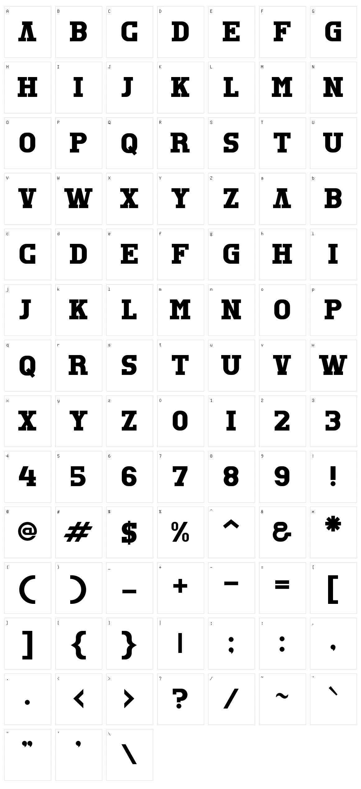 Rextro Character Set