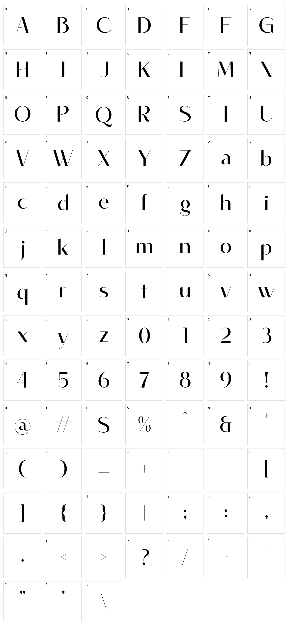 Robima Merttha Sans Serif Character Set