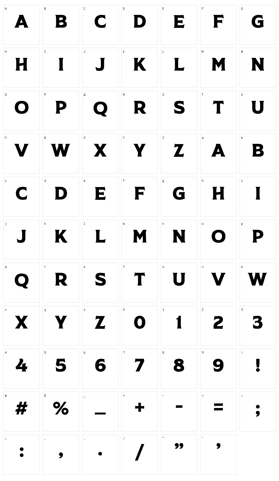 Rodfat Character Set