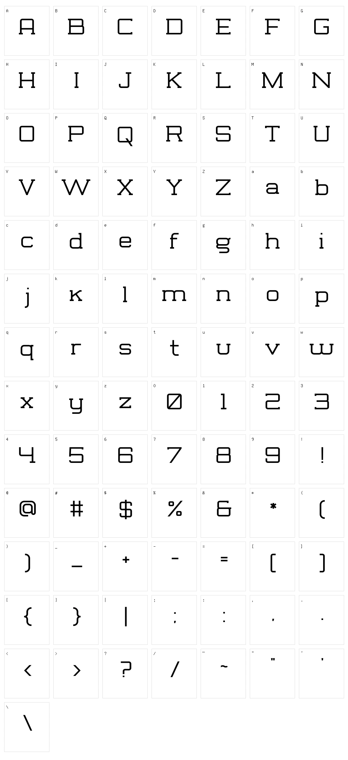 Rogueland Slab Character Set
