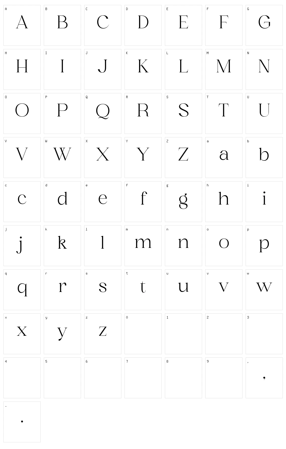 Rollston Character Set