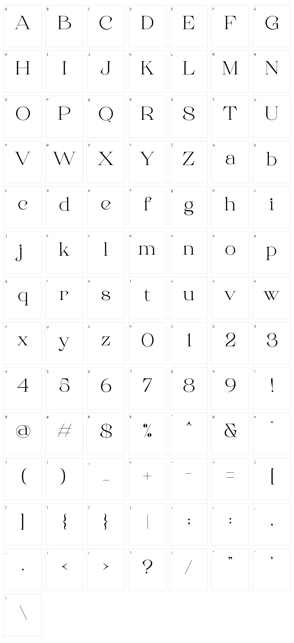 Roman Sophisticated Character Set