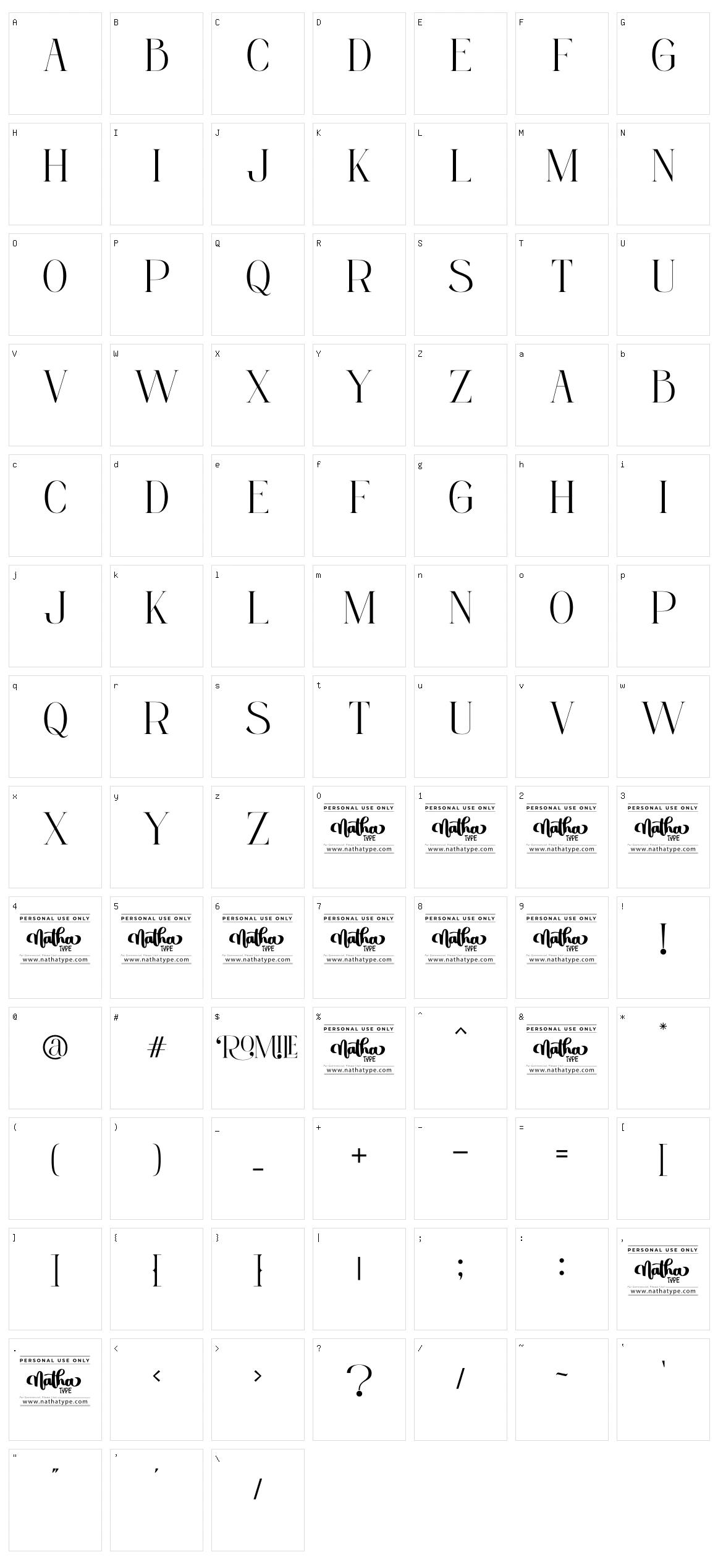 Romile Character Set