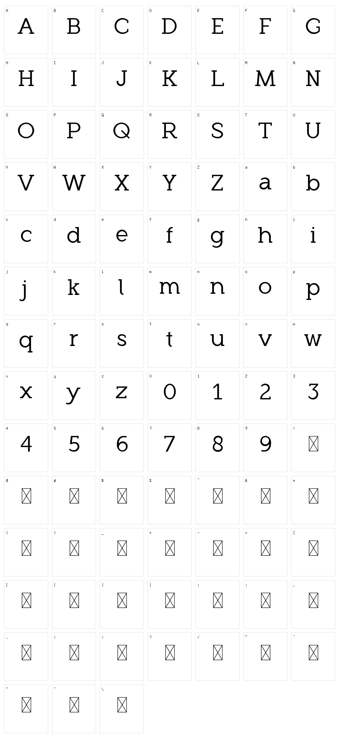 Roseau Slab Character Set