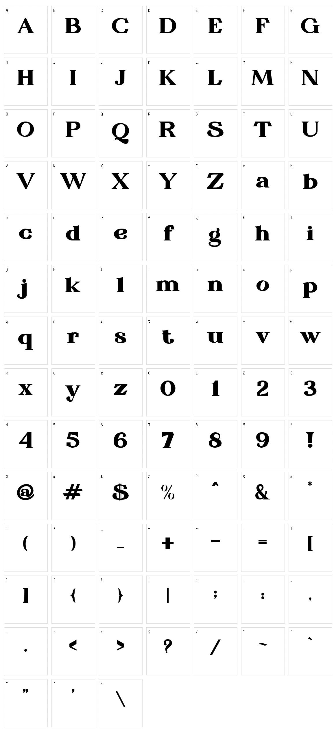 Rosemary Character Set