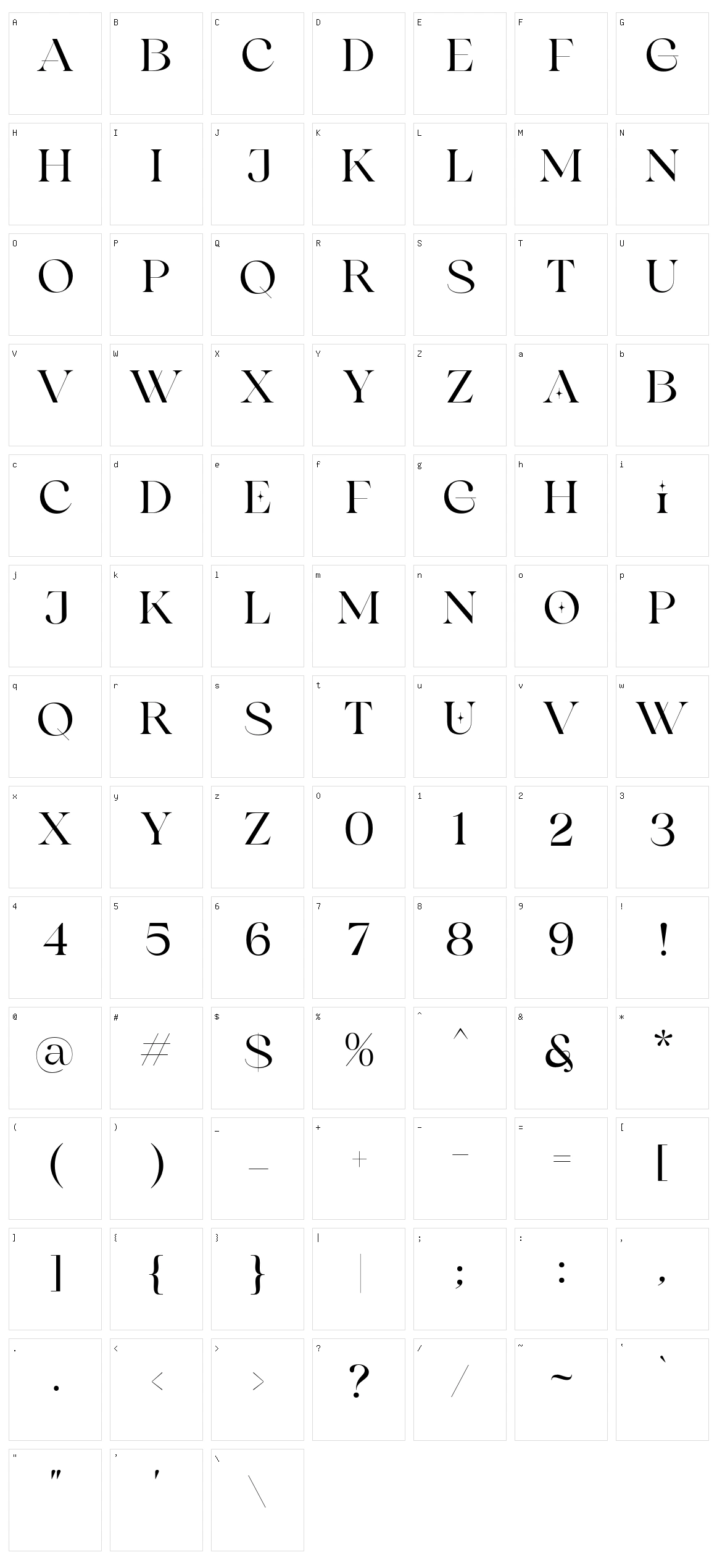 Rosie Brown Serif Character Set