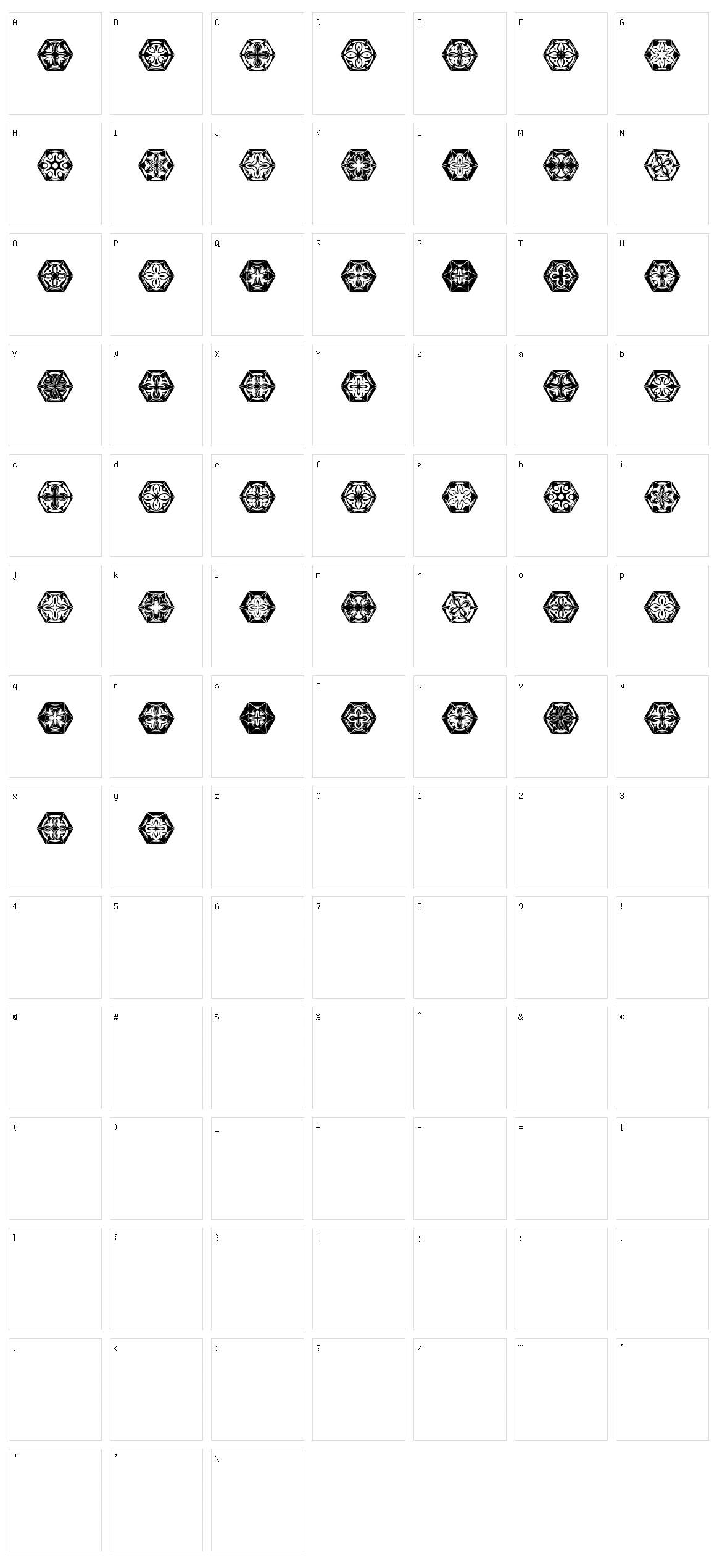 Adornos Character Set