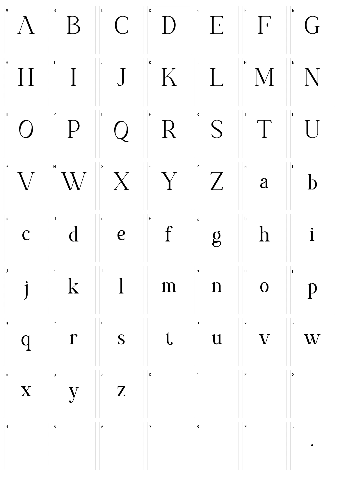 Rossena Character Set