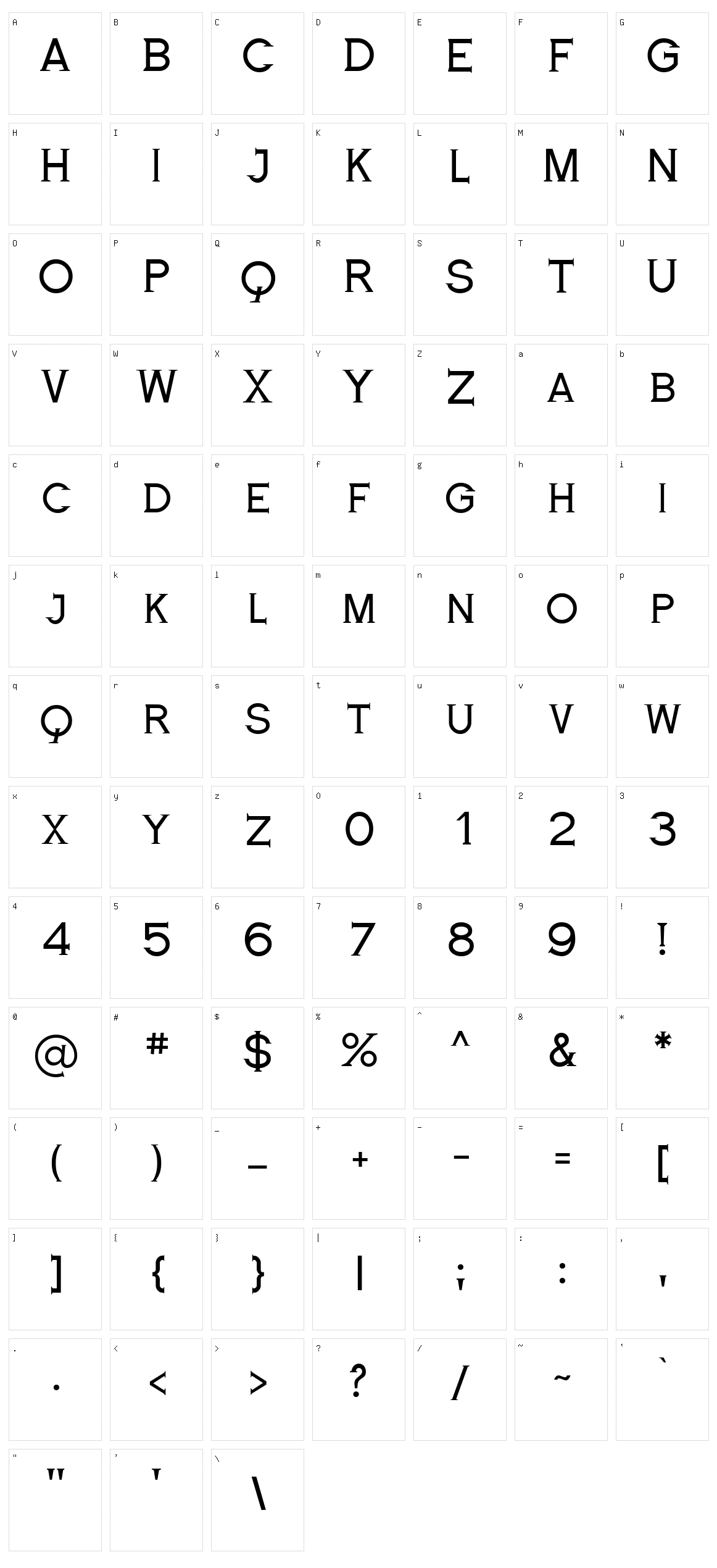 Royal Serif Character Set