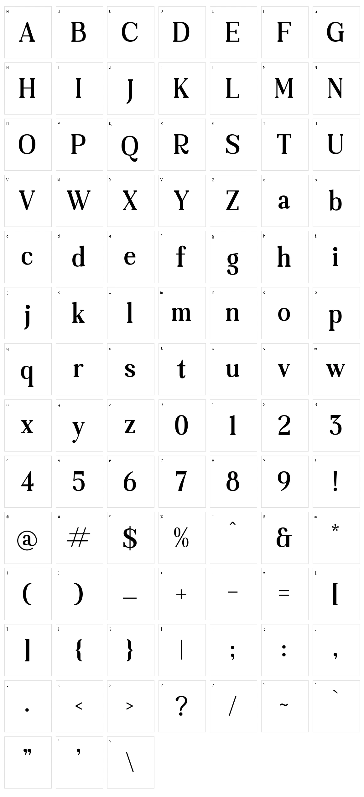 Rubaile Character Set