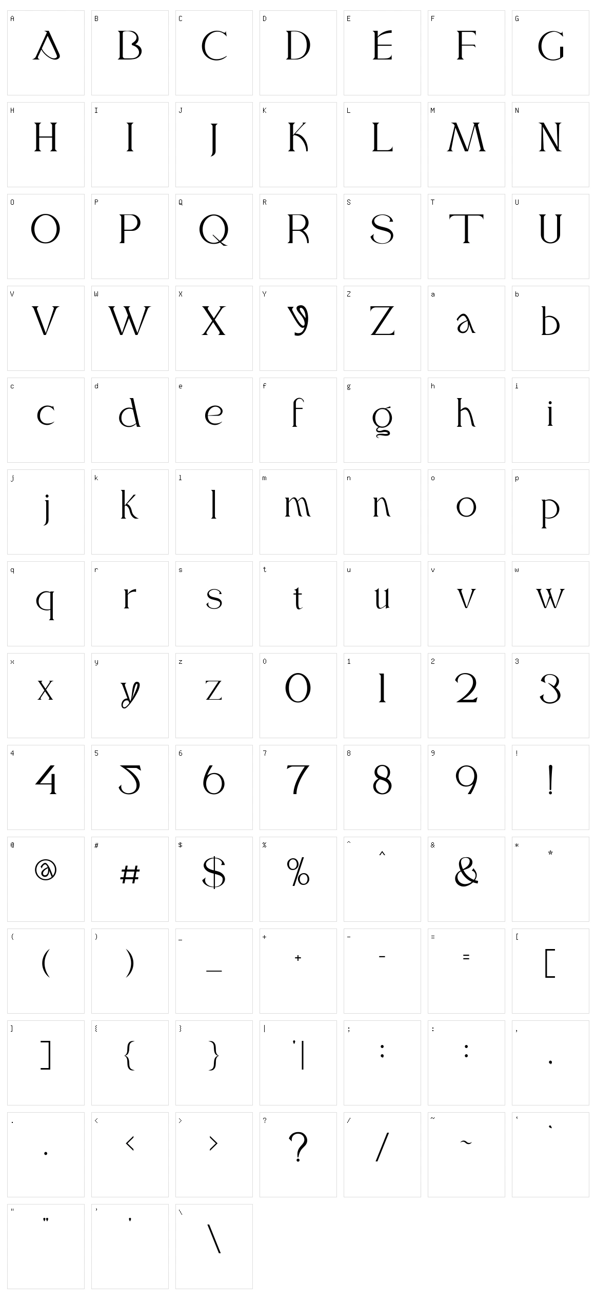 Saffya Character Set