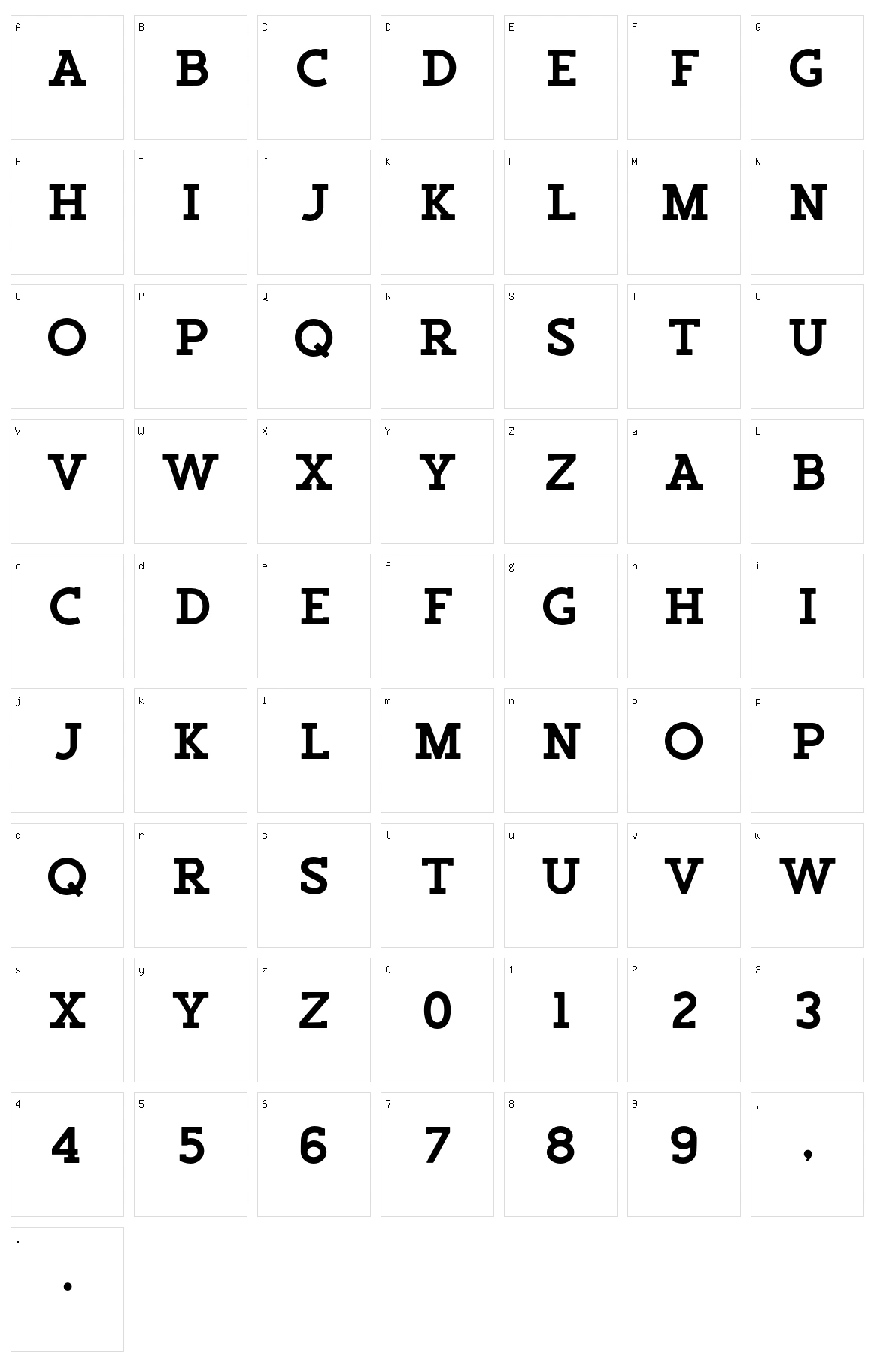 Salveation Slab Character Set