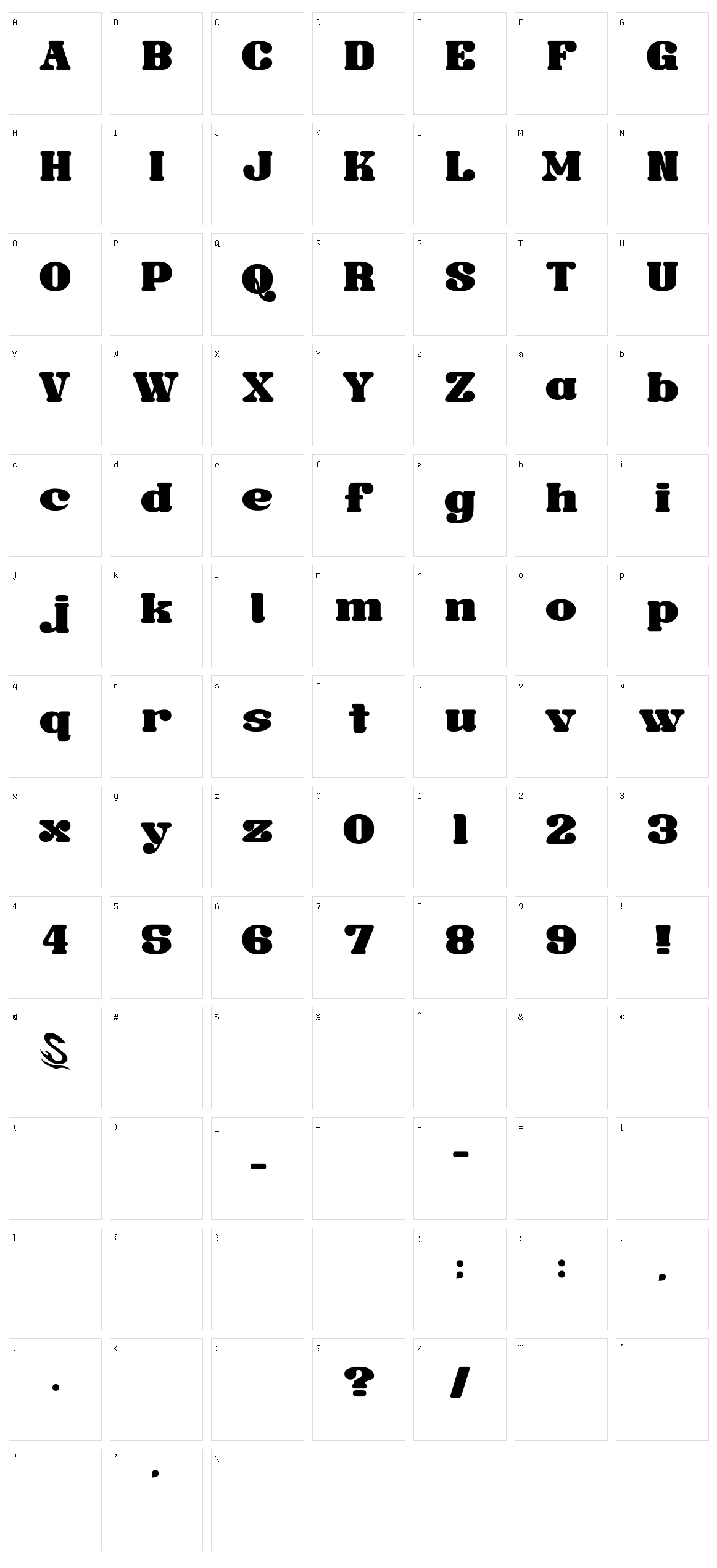 Sandome G Character Set