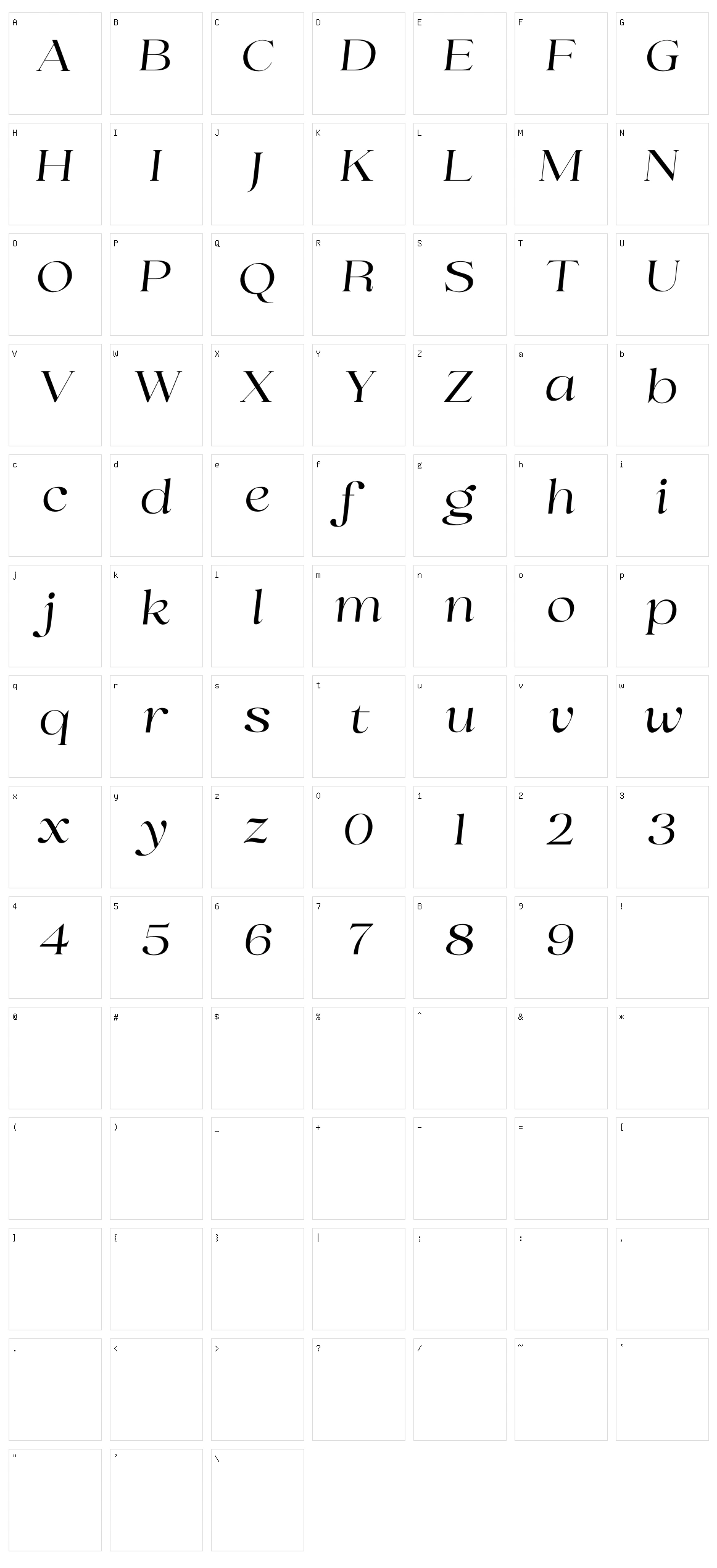 Selino Character Set