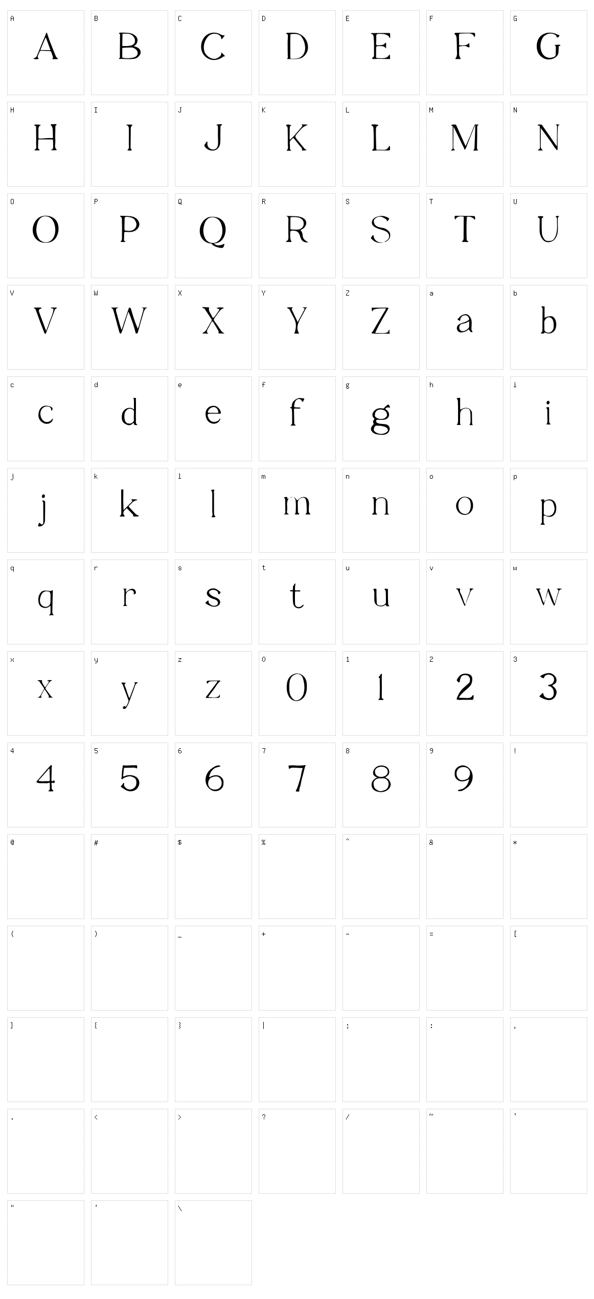 Seraphic Character Set