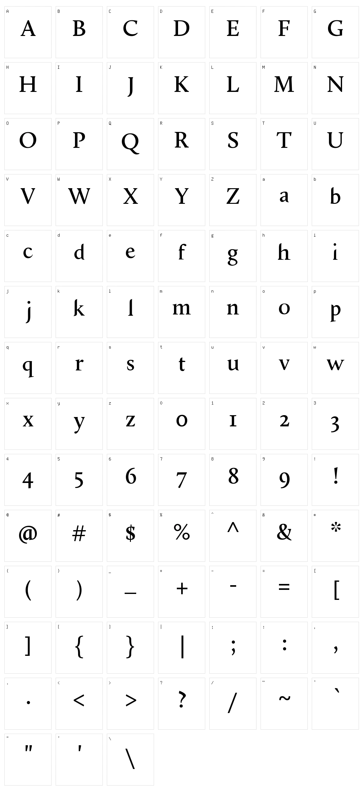 Shancalluna Character Set
