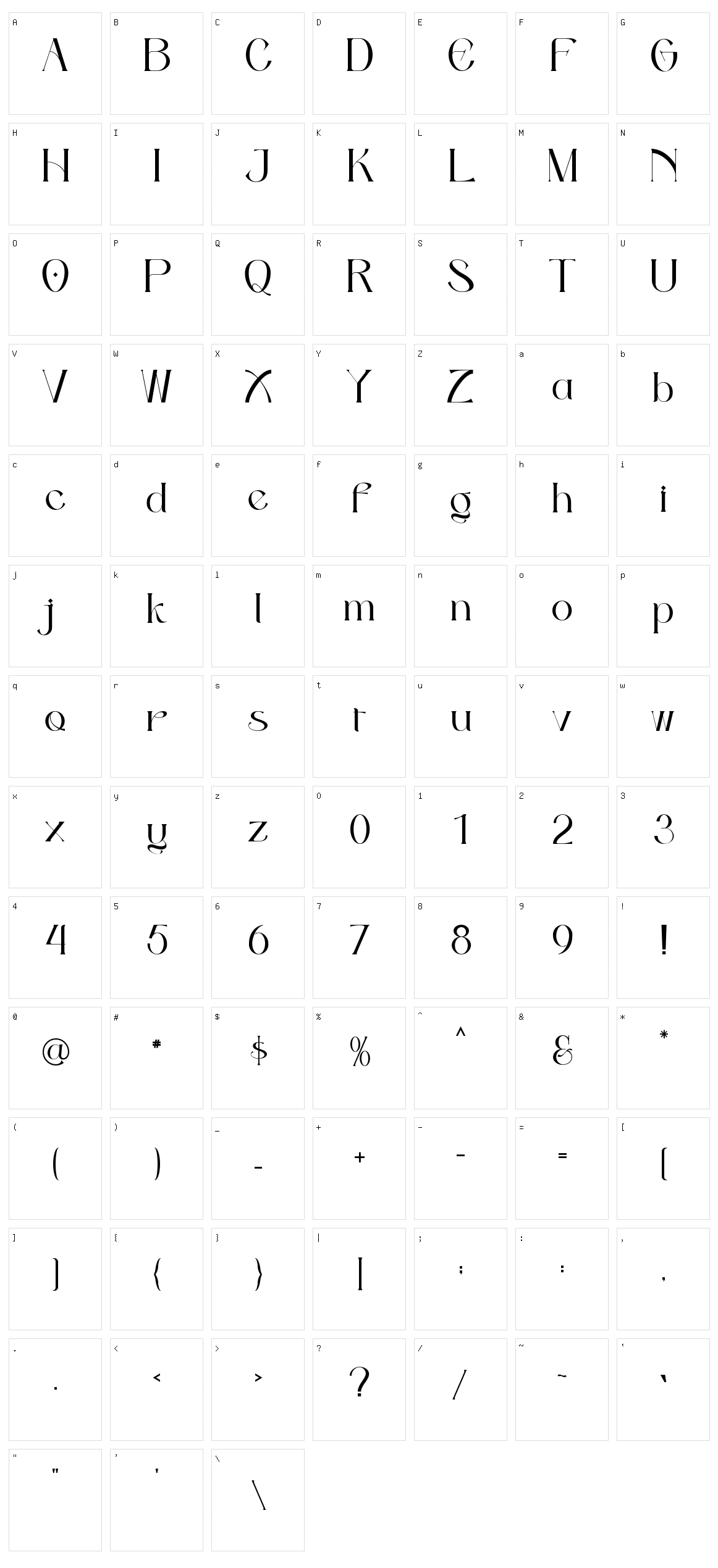 Shopia Character Set