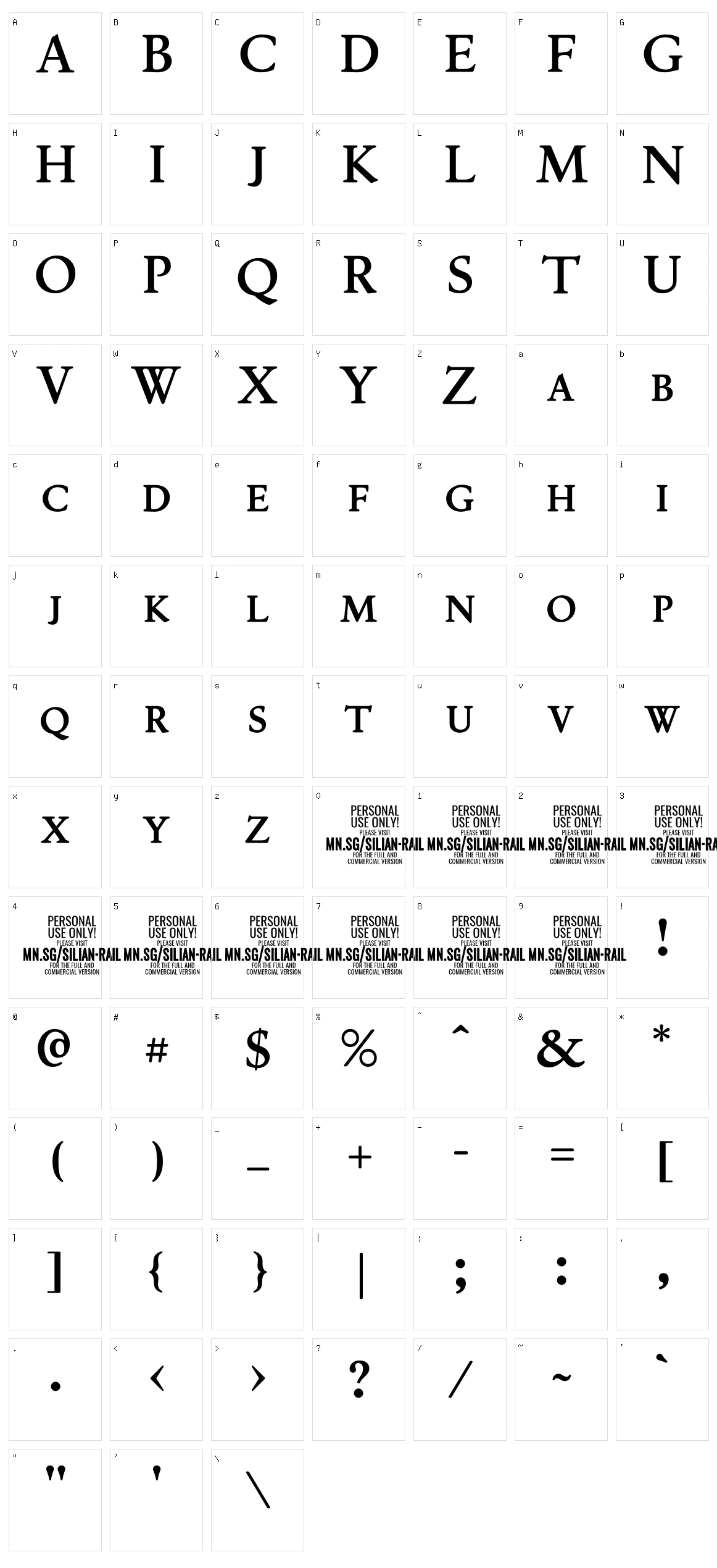 Silian Rail Character Set
