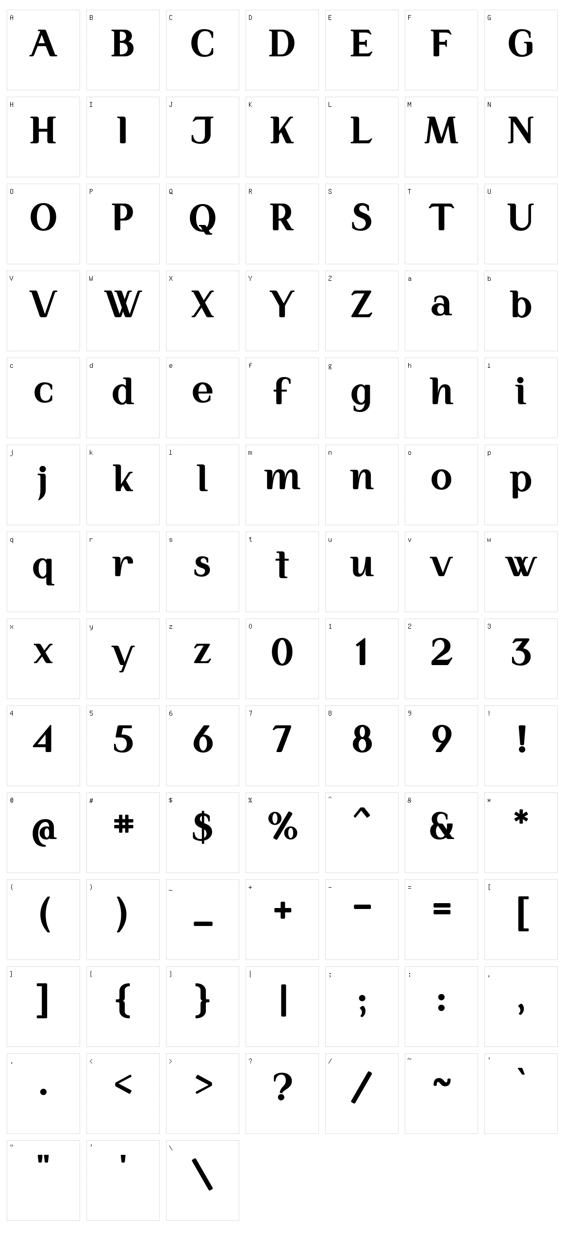 Simply Serif Character Set