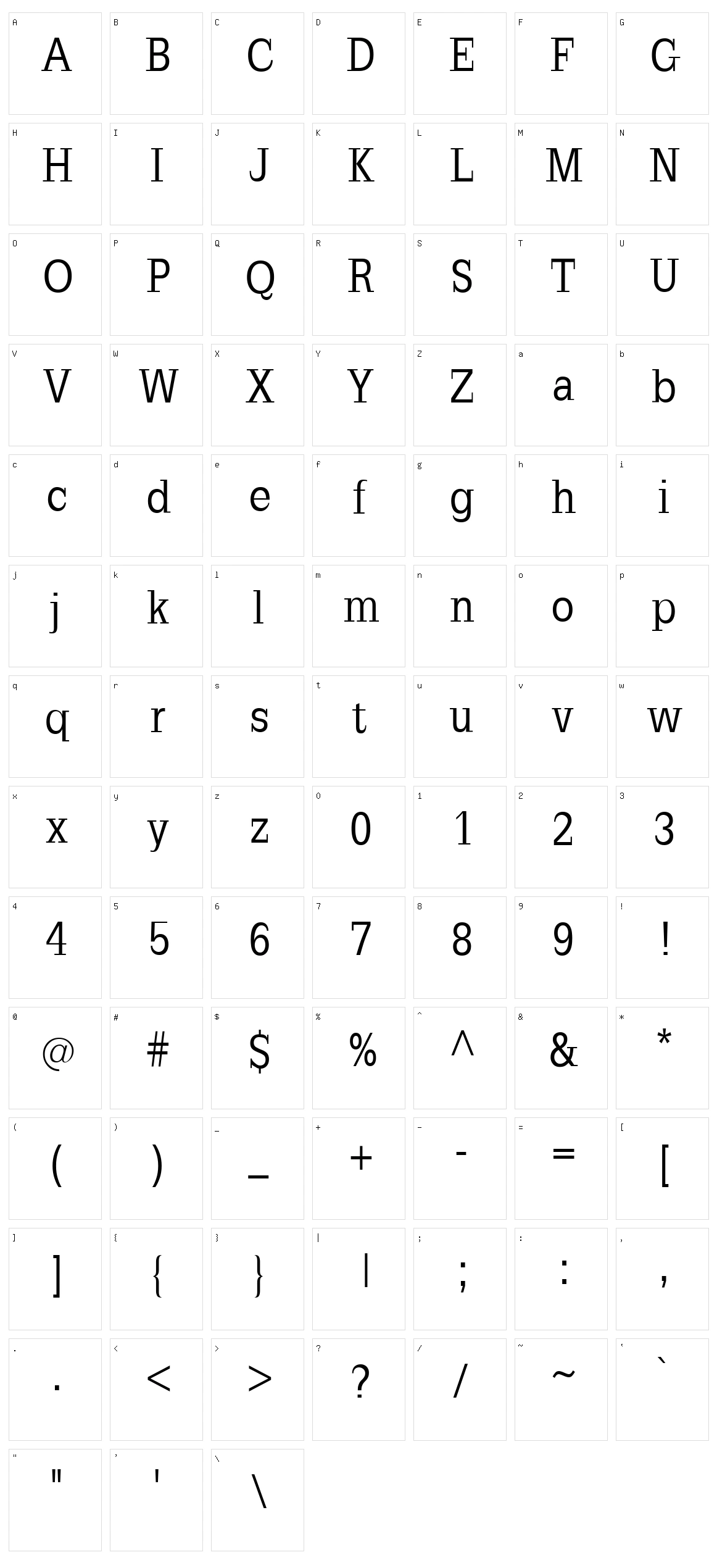 Slab Romana Character Set