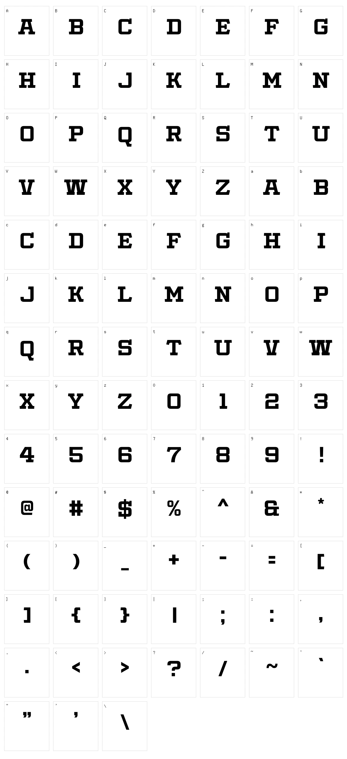 Slabby Prices Character Set