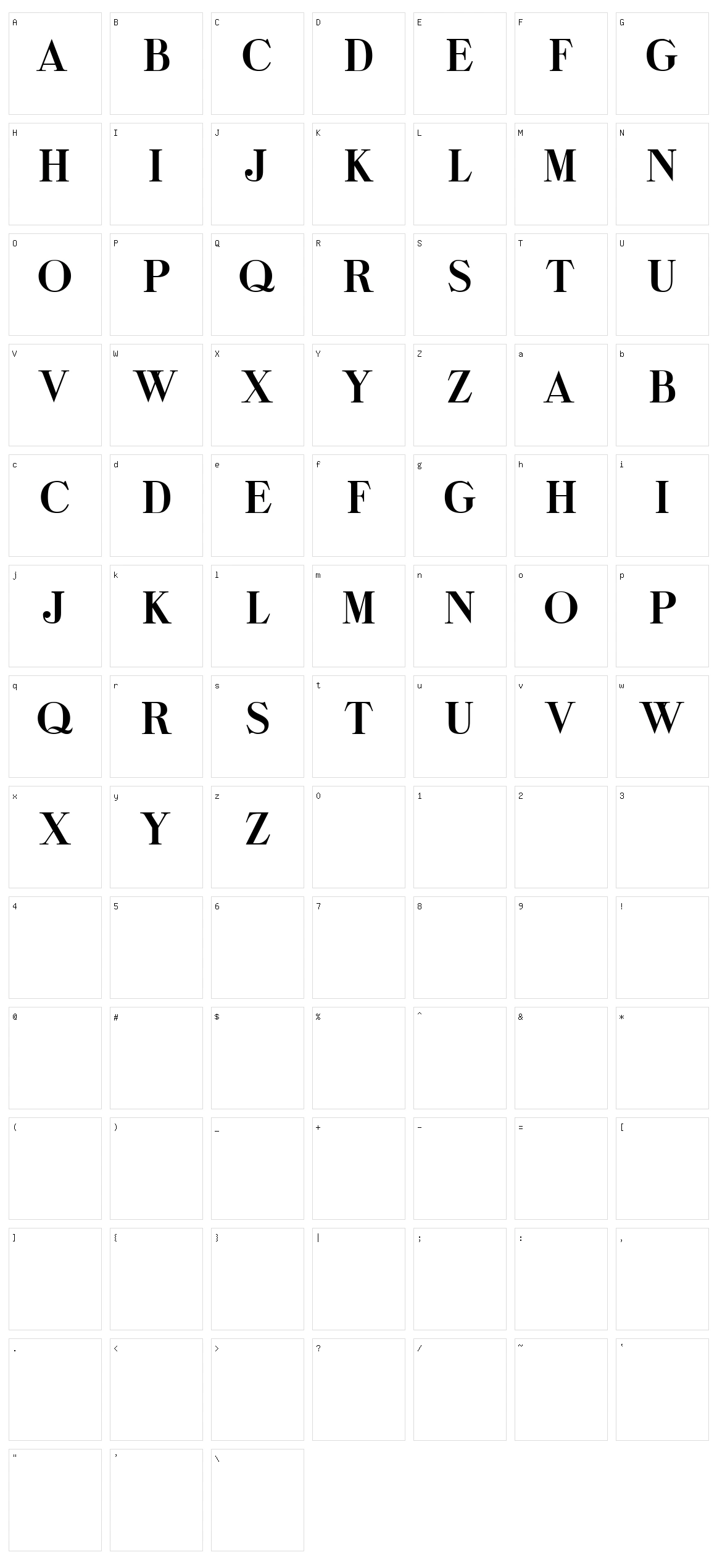 Slurry Character Set